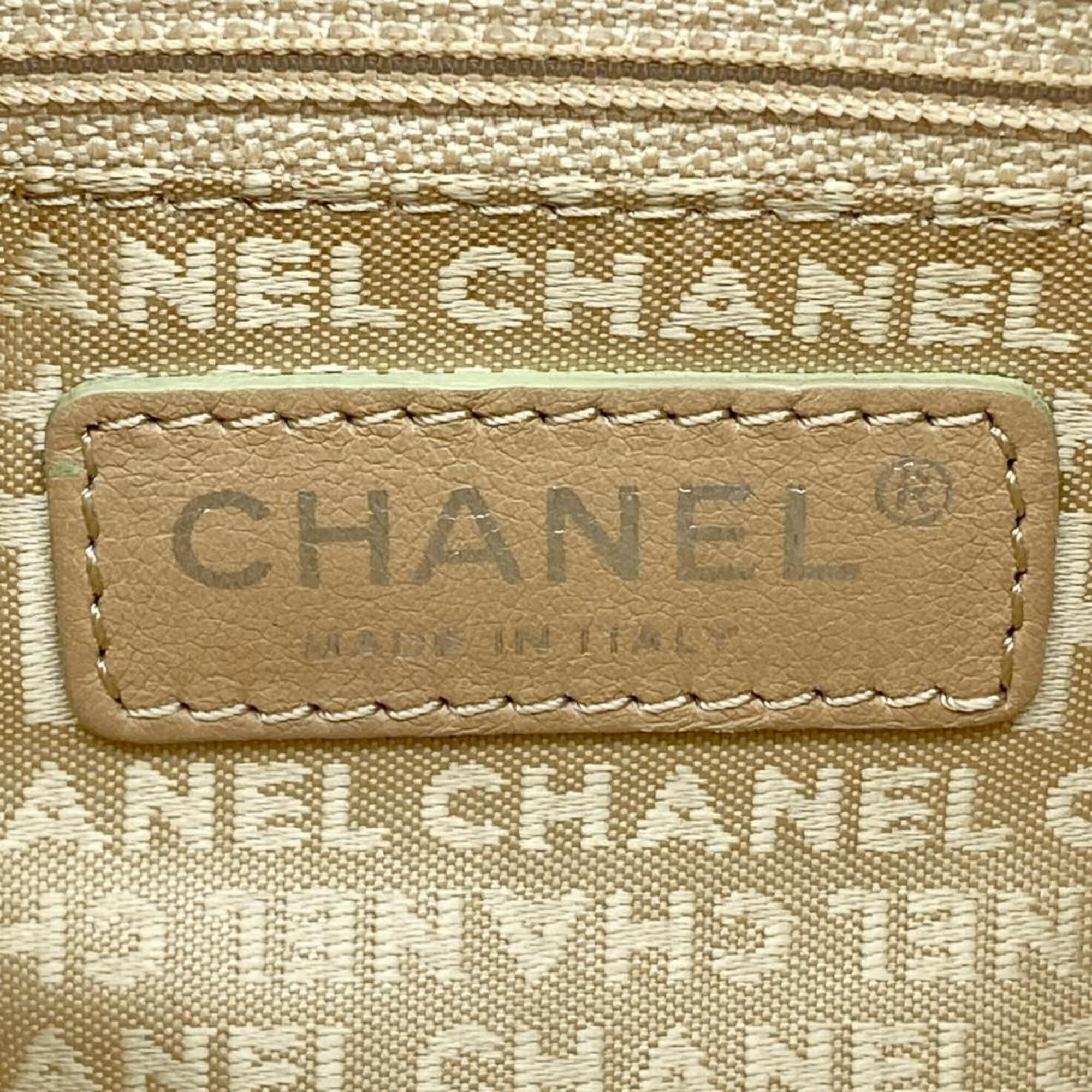 Chanel Beige Multi-Color Canvas Shoulder Bag (Pre-Owned)