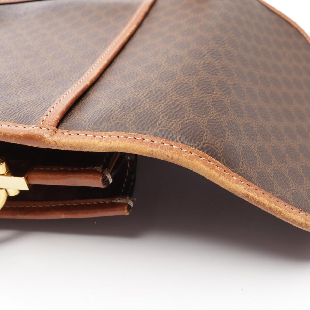 Celine Brown Coated Canvas Leather Shoulder Bag (Pre-Owned)