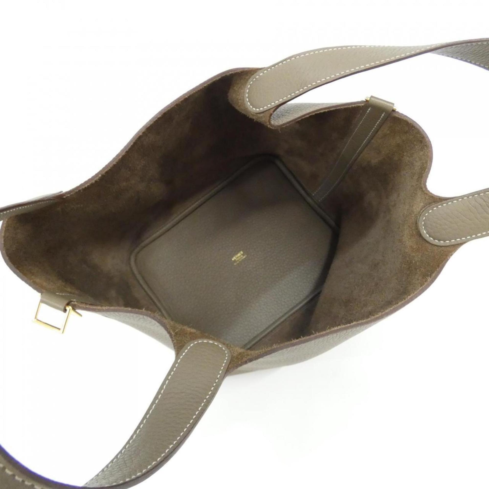 Hermes Etoupe Gray Taurillon Clemence Leather Handbag (Pre-Owned)