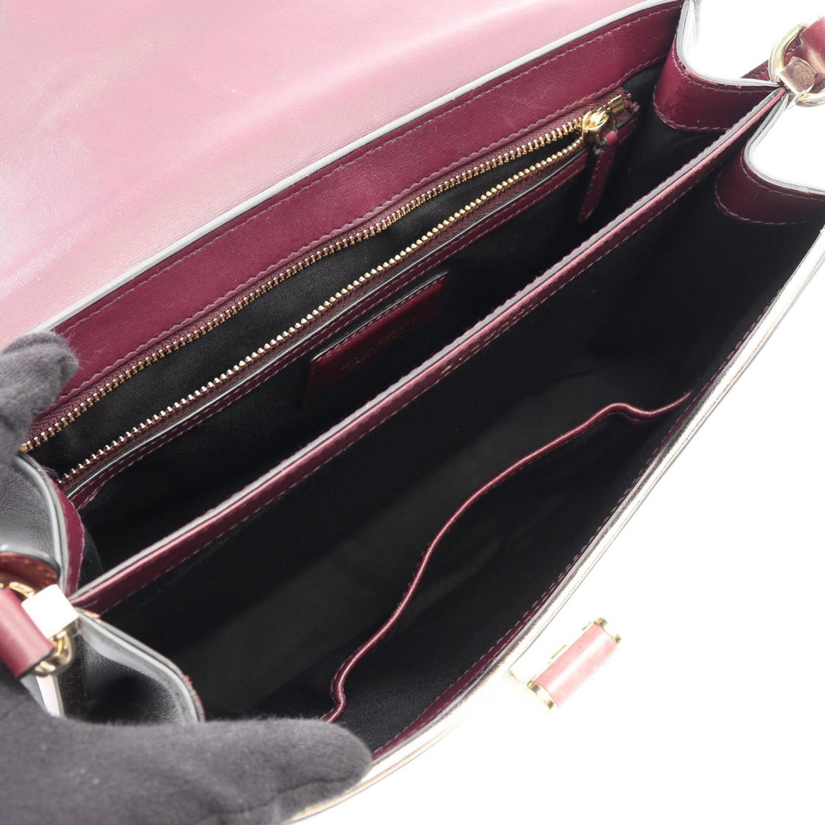 Bvlgari Bordeaux Gray Leather Handbag Shoulder Bag (Pre-Owned)