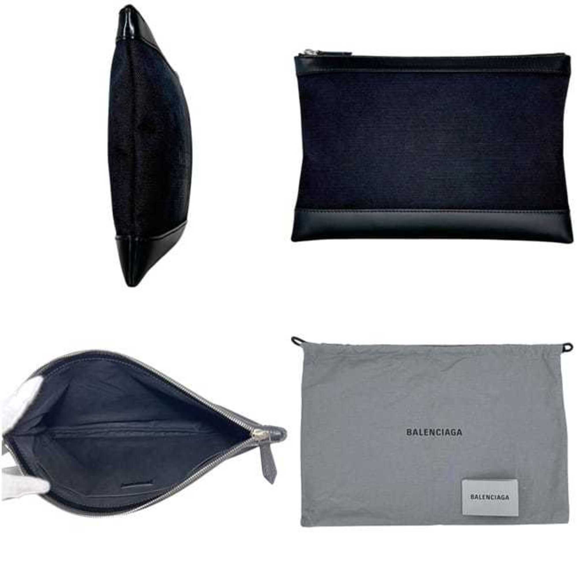 Balenciaga Black Canvas Leather Clutch Bag (Pre-Owned)