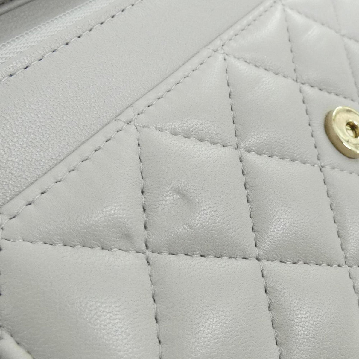 Chanel Gray Leather Chain/Shoulder Wallet (Pre-Owned)
