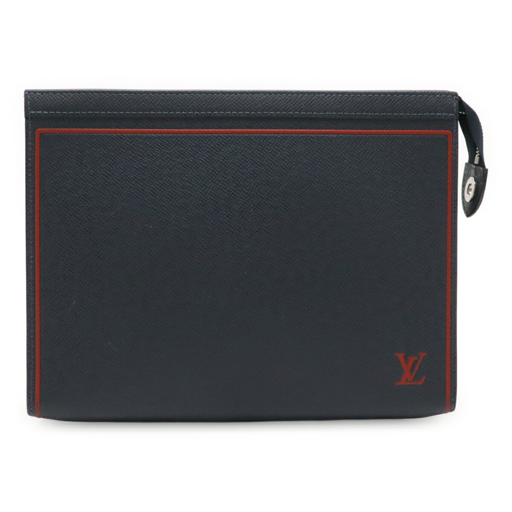 Louis Vuitton Navy Blue Leather Clutch Bag Pochette (Pre-Owned)
