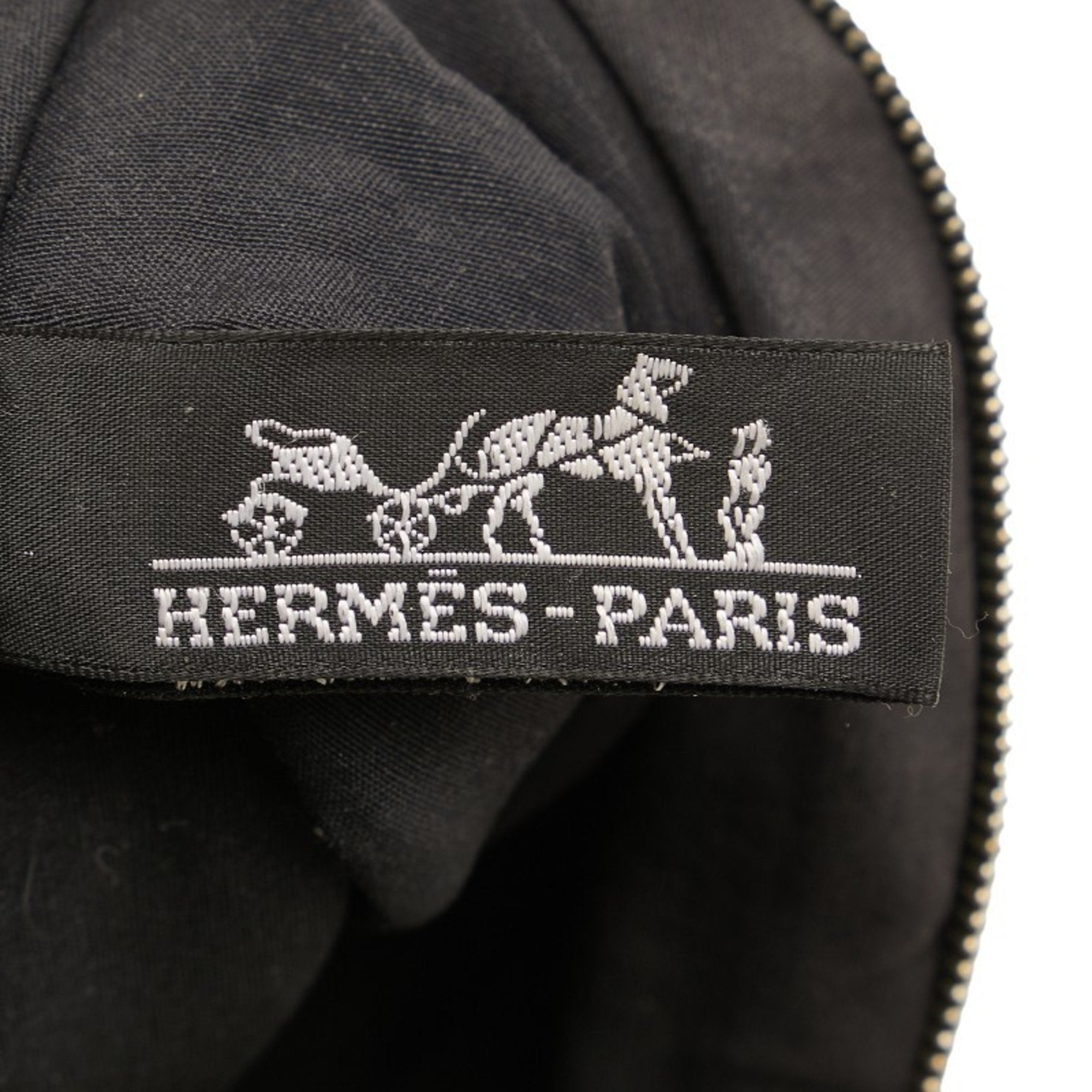 Hermes Black Canvas Leather Pouch (Pre-Owned)
