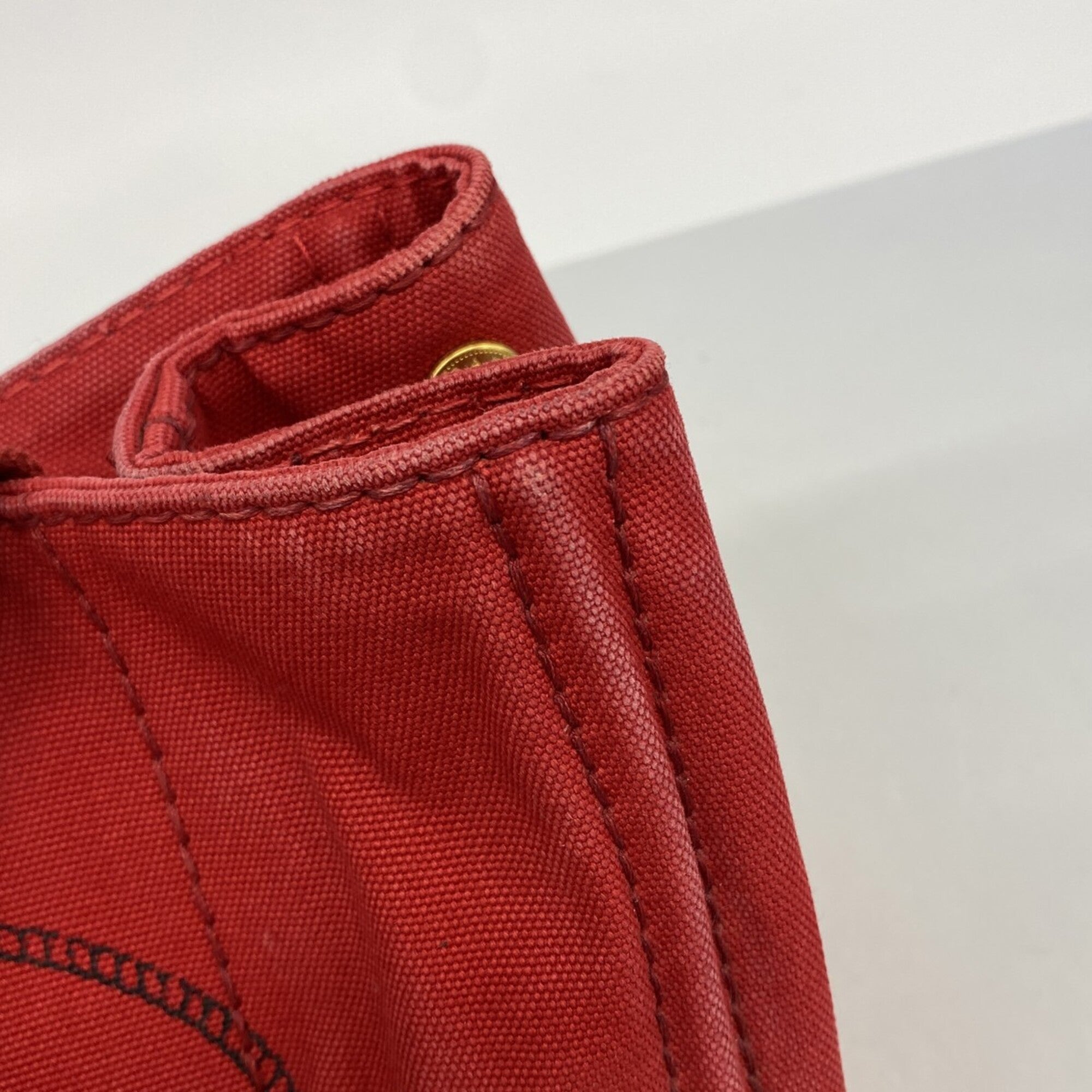 Prada Red Color Canvas Tote Bag (Pre-Owned)