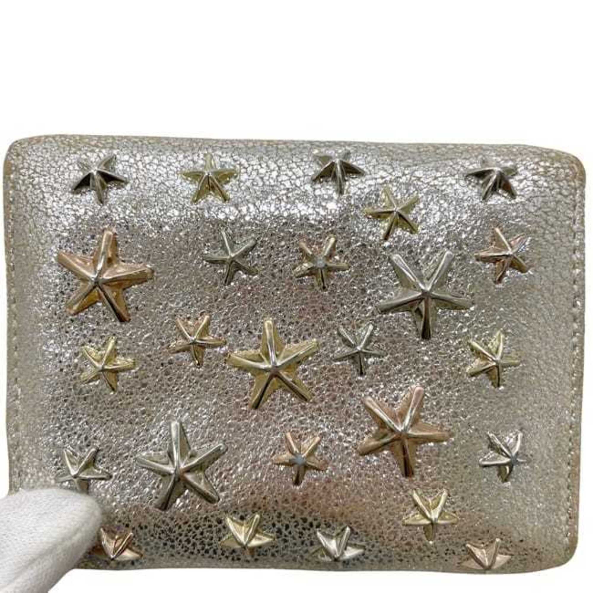 Jimmy Choo Gold Leather Wallet (Tri-Fold) (Pre-Owned)