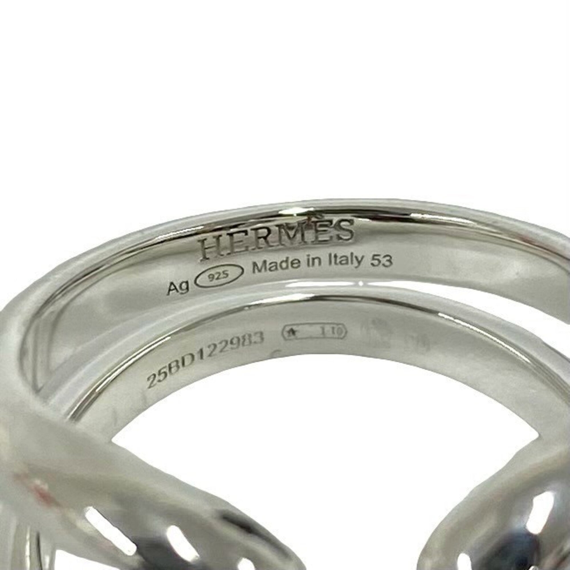 Hermes Silver Silver 925 Band Ring (Pre-Owned)