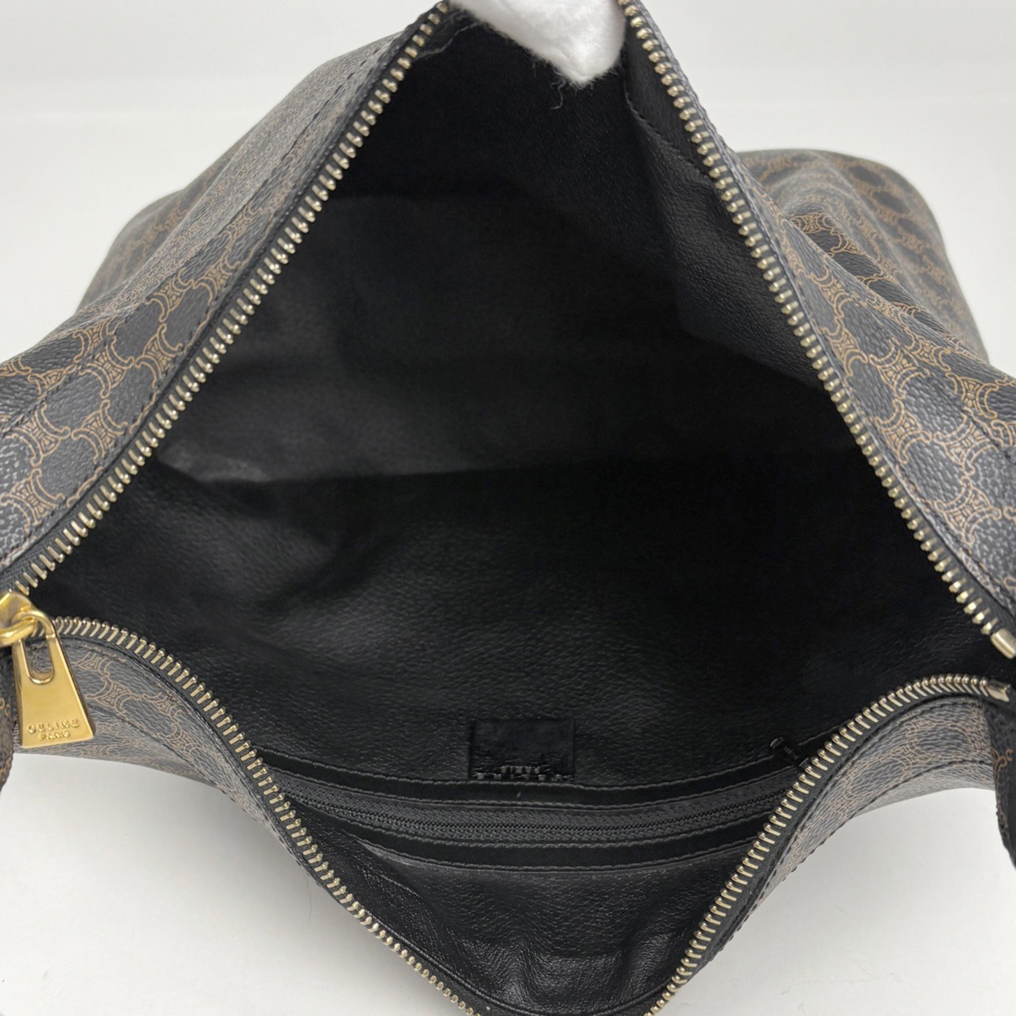 Celine Black Brown Coated Canvas Leather Shoulder Bag (Pre-Owned)
