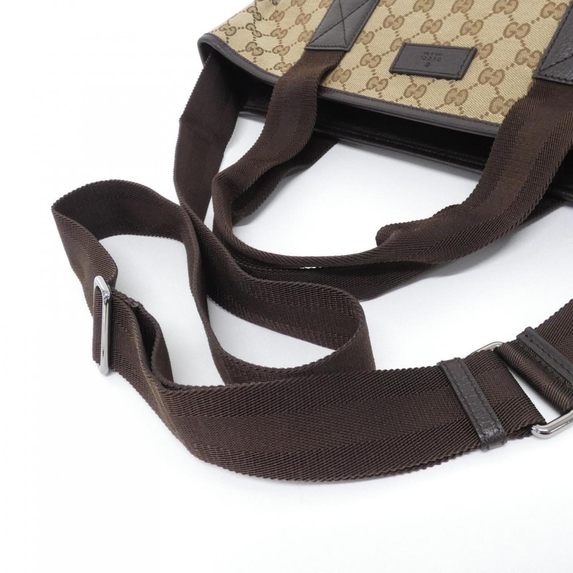 Gucci Beige Brown Gg Canvas Handbag (Pre-Owned)