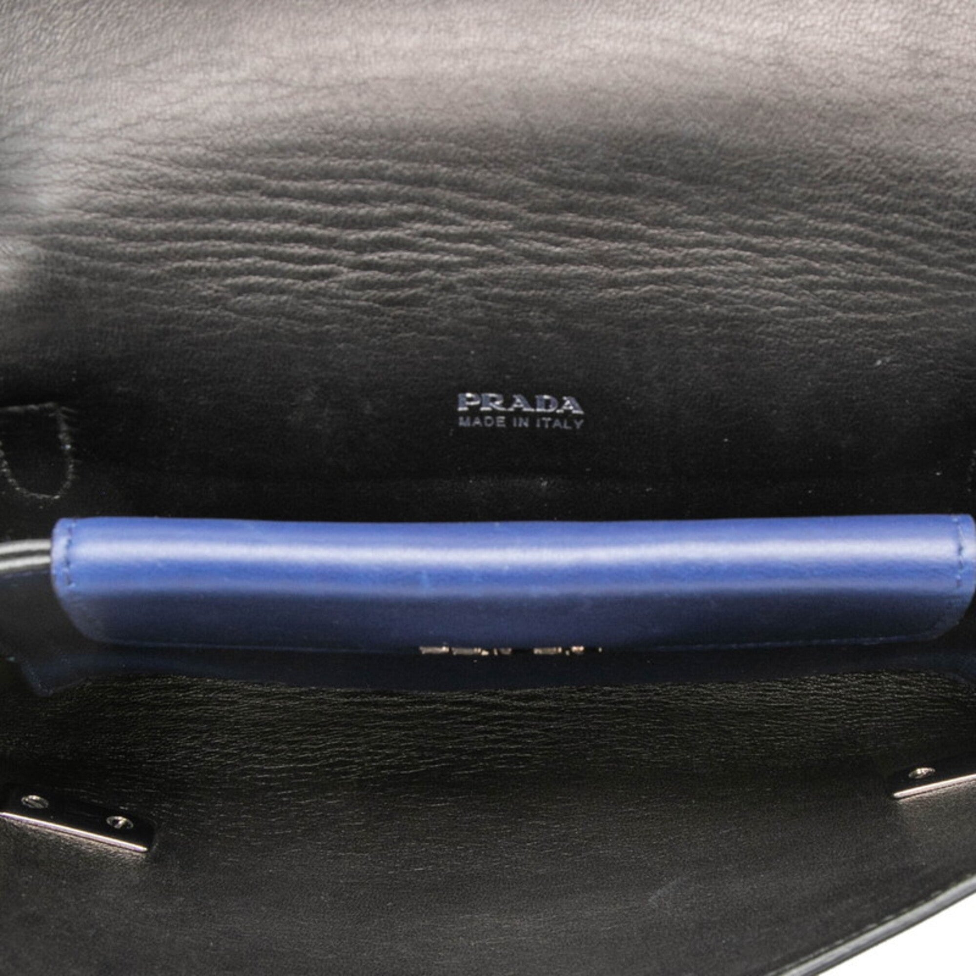 Prada Navy Leather Shoulder Bag (Pre-Owned)