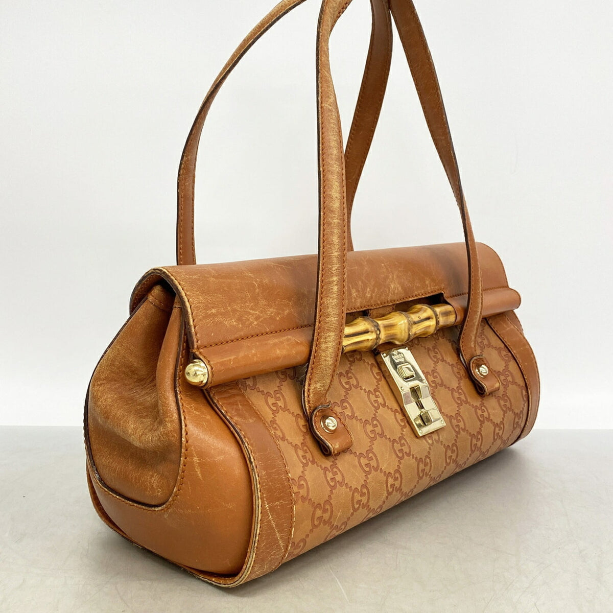 Gucci Brown Leather Shoulder Bag (Pre-Owned)