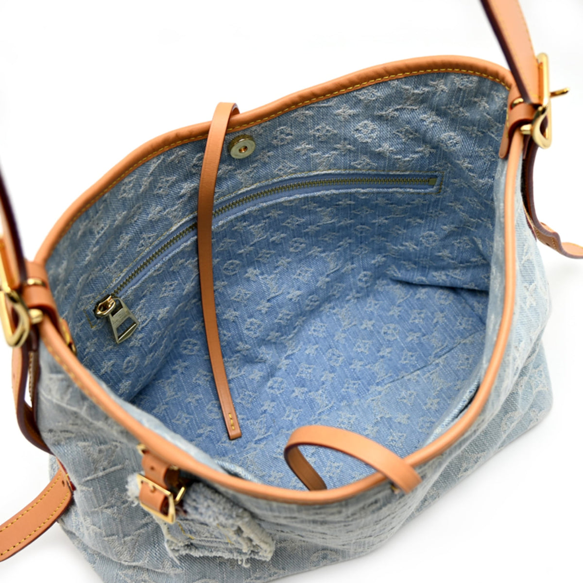 Louis Vuitton Blue Monogram Denim Leather Shoulder Bag (Pre-Owned)
