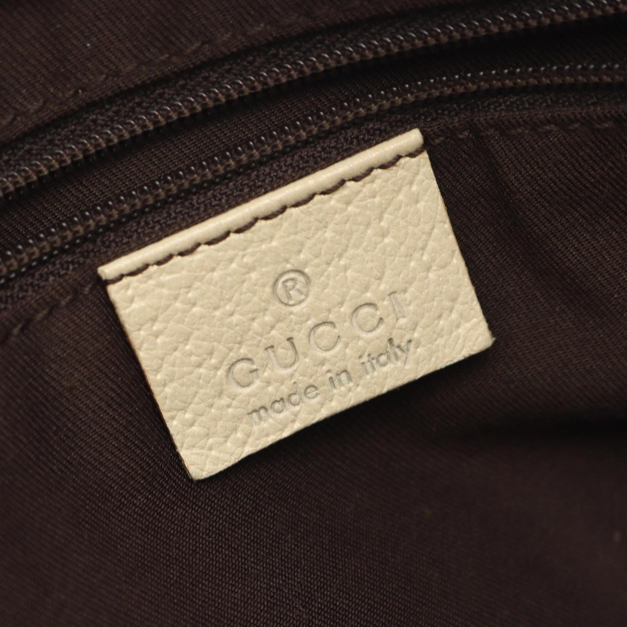Gucci Beige Ivory Canvas Leather Handbag Tote Bag (Pre-Owned)