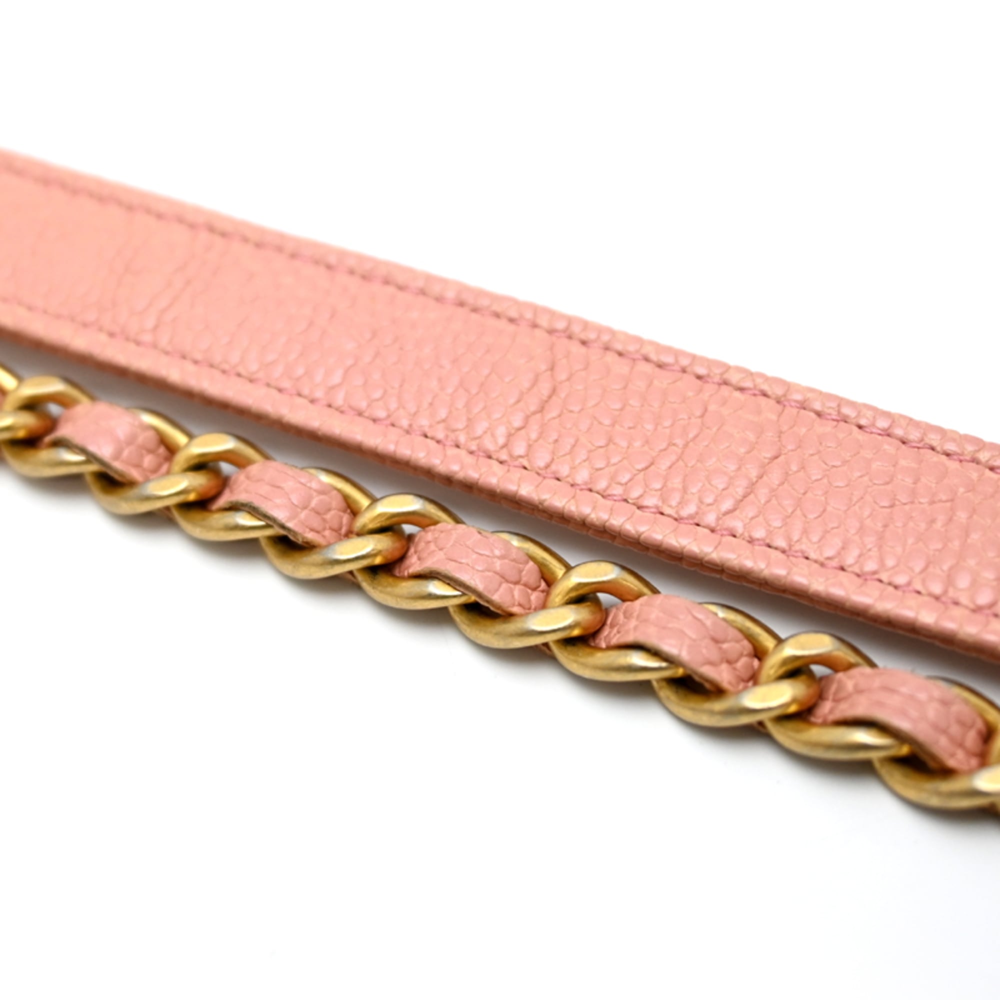 Chanel Pink Grained Calfskin Chain/Shoulder Wallet (Pre-Owned)