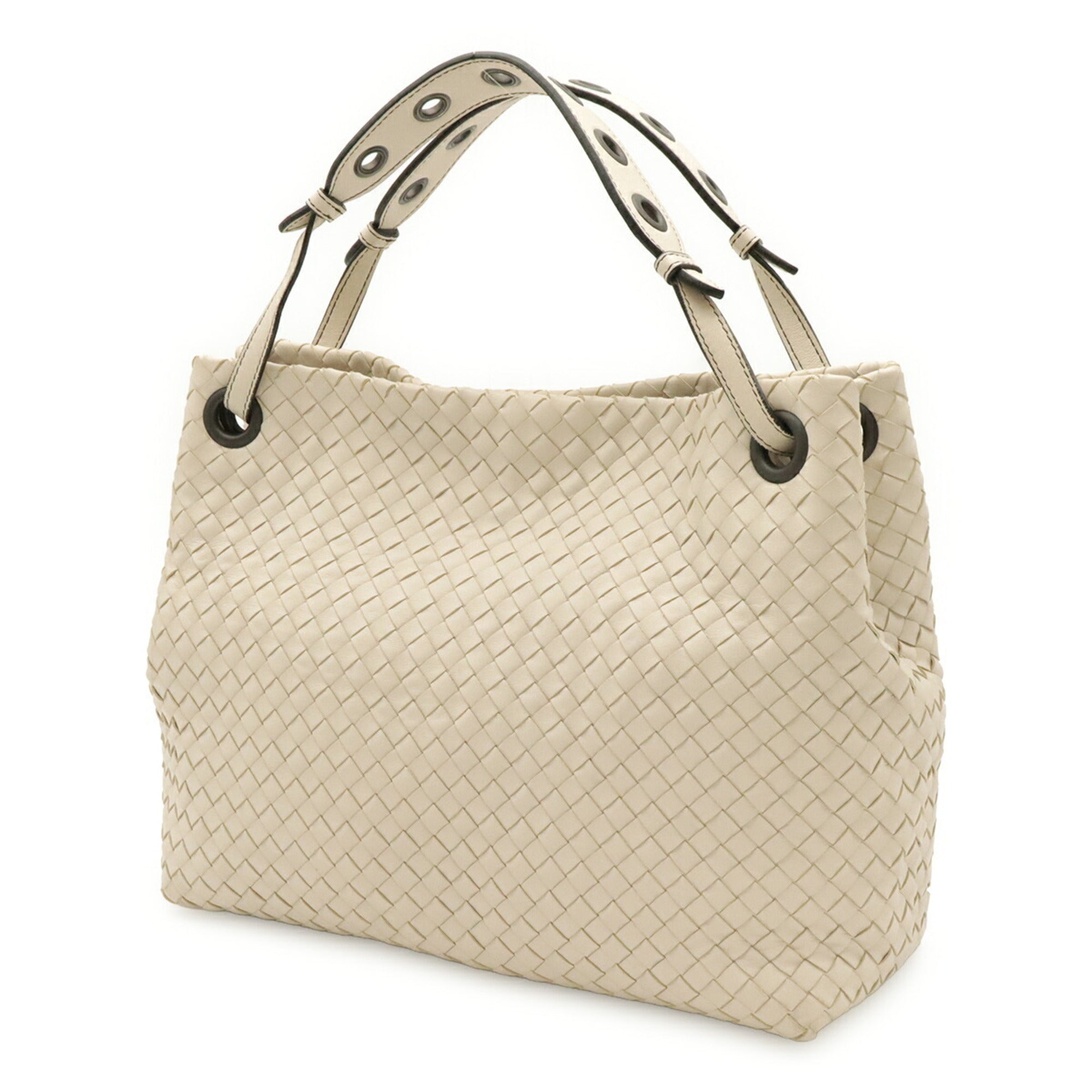 Bottega Veneta Ivory Intrecciato Shoulder Bag Tote Bag (Pre-Owned)