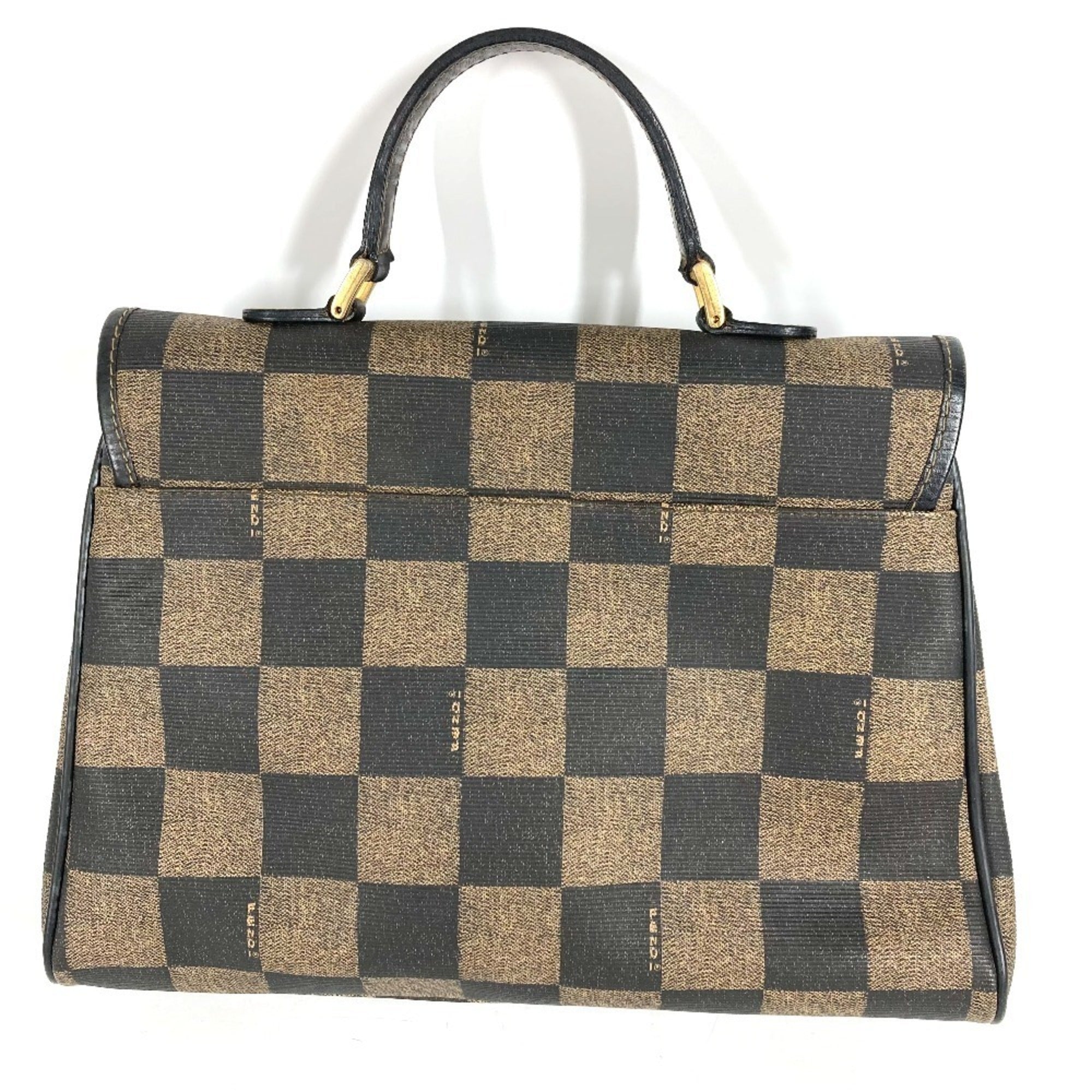 Fendi Brown Khaki Leather Pvc Handbag Tote Bag (Pre-Owned)