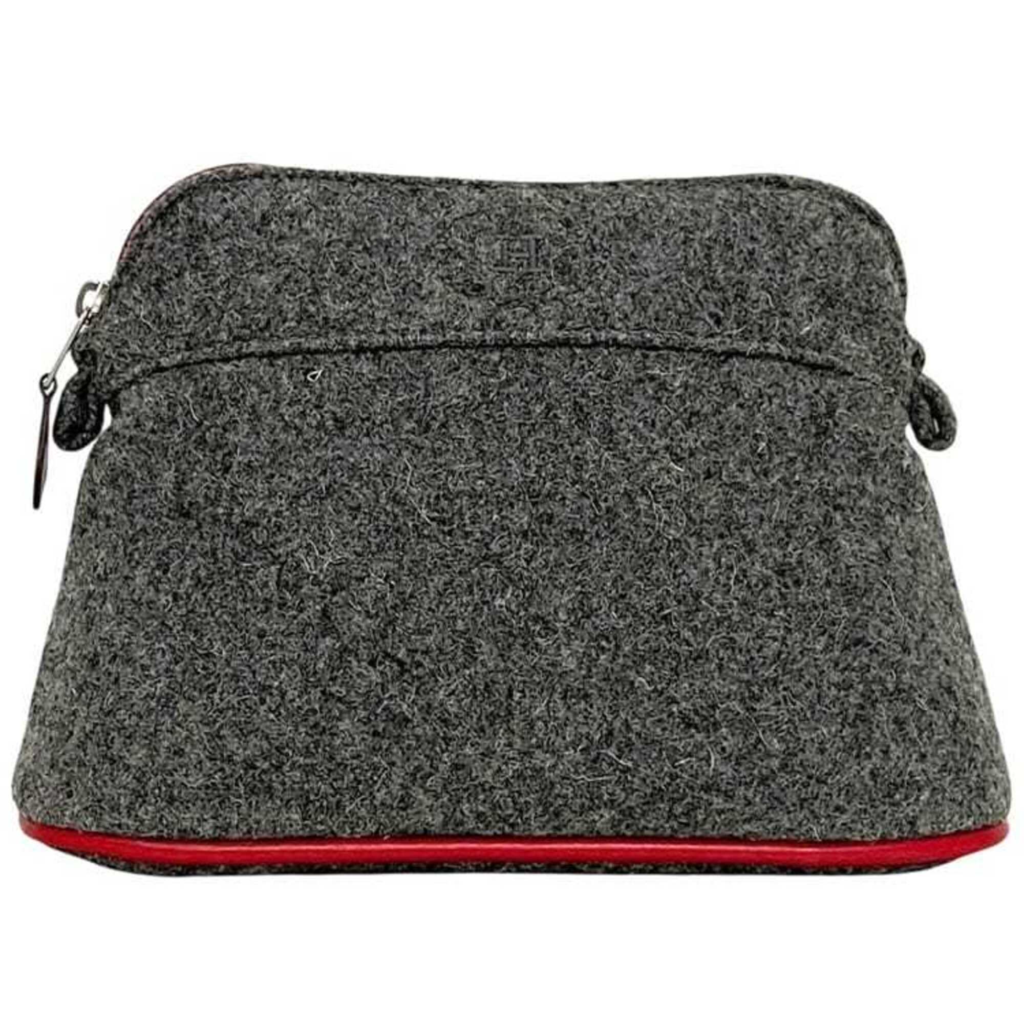 Hermes Bolide Gray Wool Pouch (Pre-Owned)