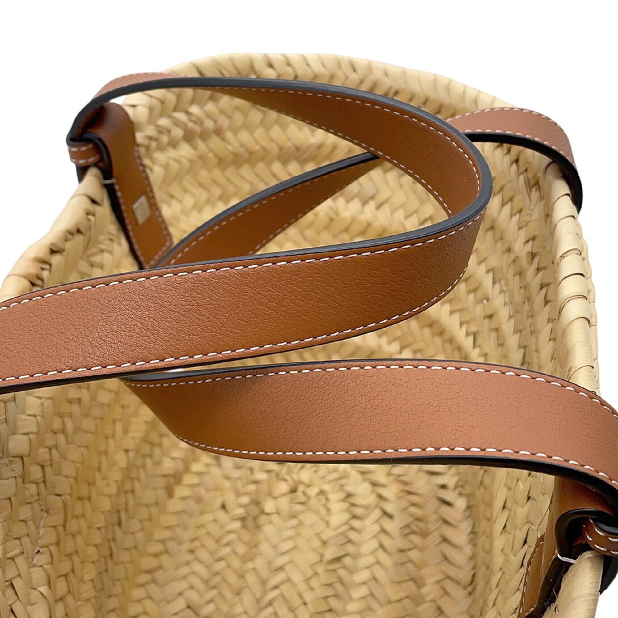 Loewe Brown Raffia Leather Basket Handbag (Pre-Owned)