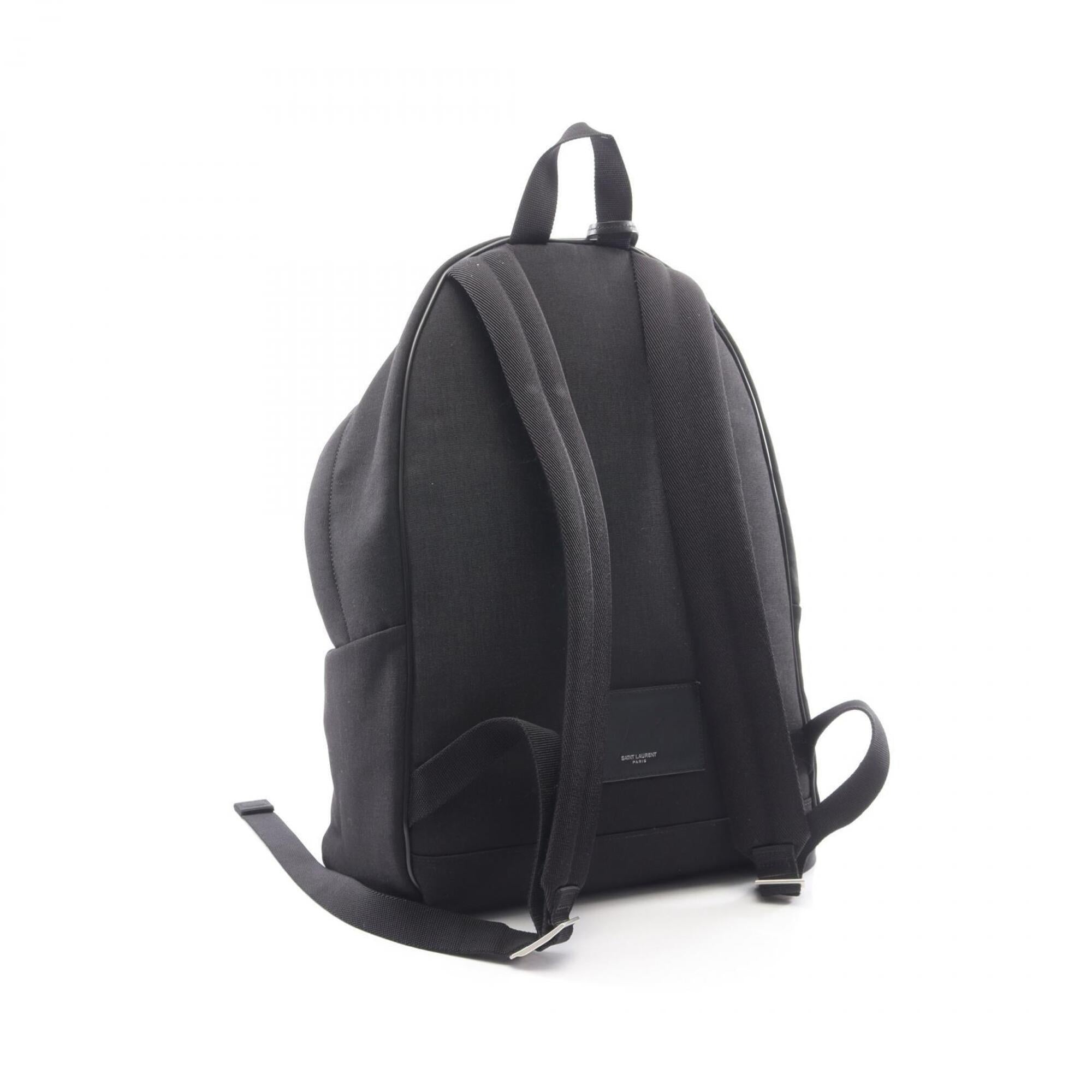 Saint Laurent Black Canvas Leather Backpack Handbag (Pre-Owned)