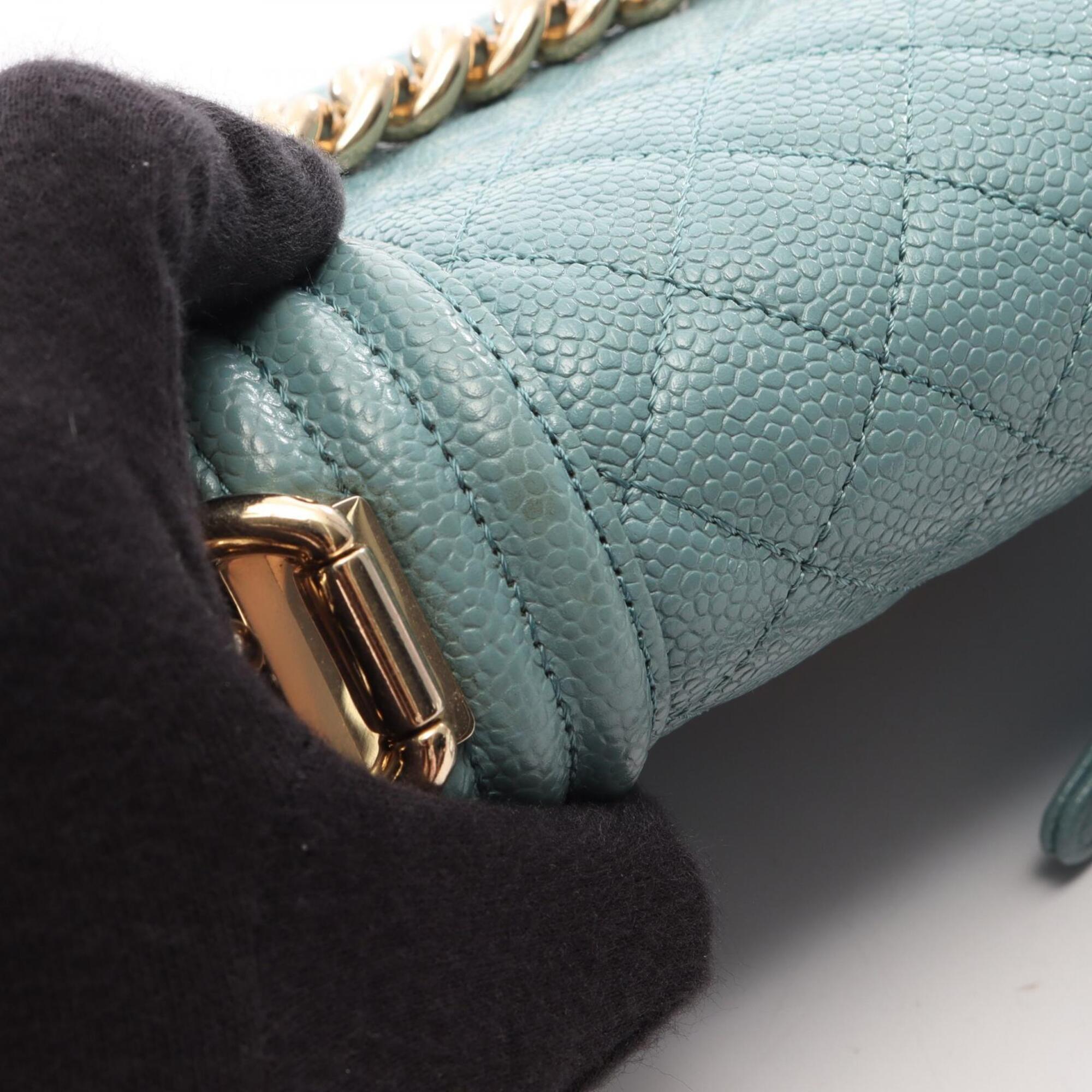 Chanel Blue Grained Calfskin Handbag Shoulder Bag (Pre-Owned)