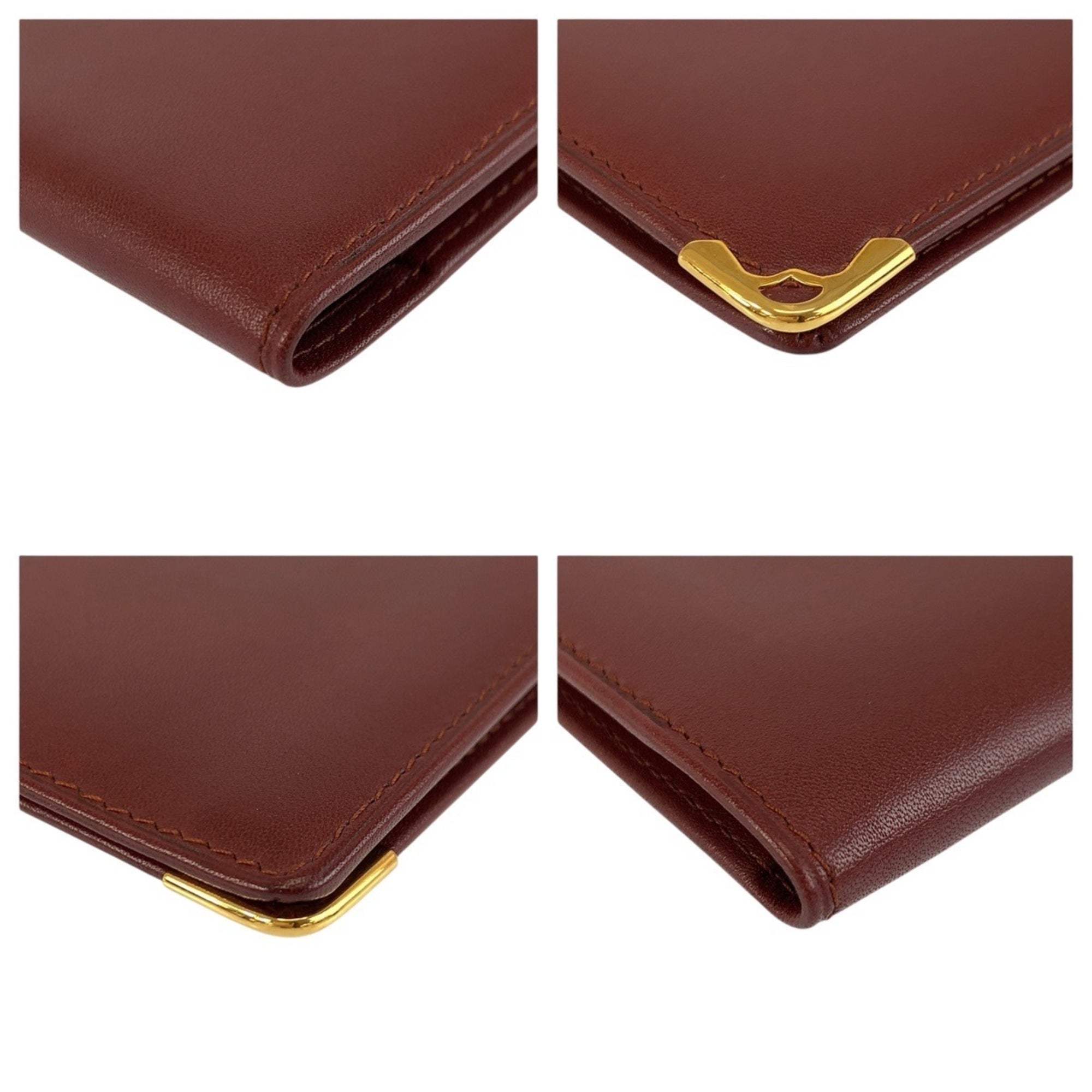 Cartier Bordeaux Leather Long Bill Wallet (Bi-Fold) (Pre-Owned)