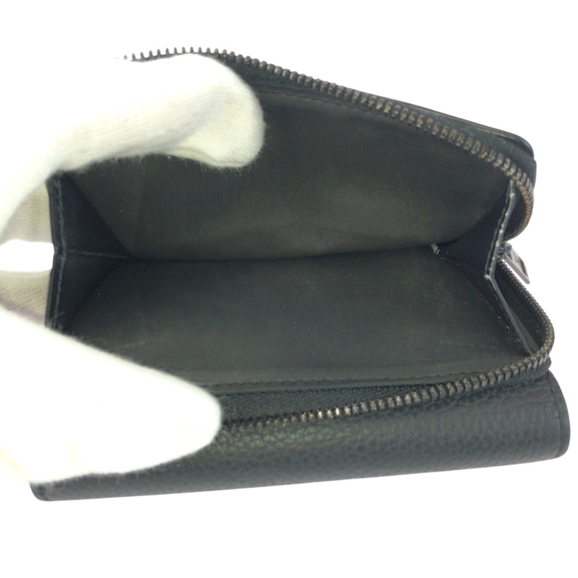 Louis Vuitton Black Leather Wallet (Tri-Fold) (Pre-Owned)