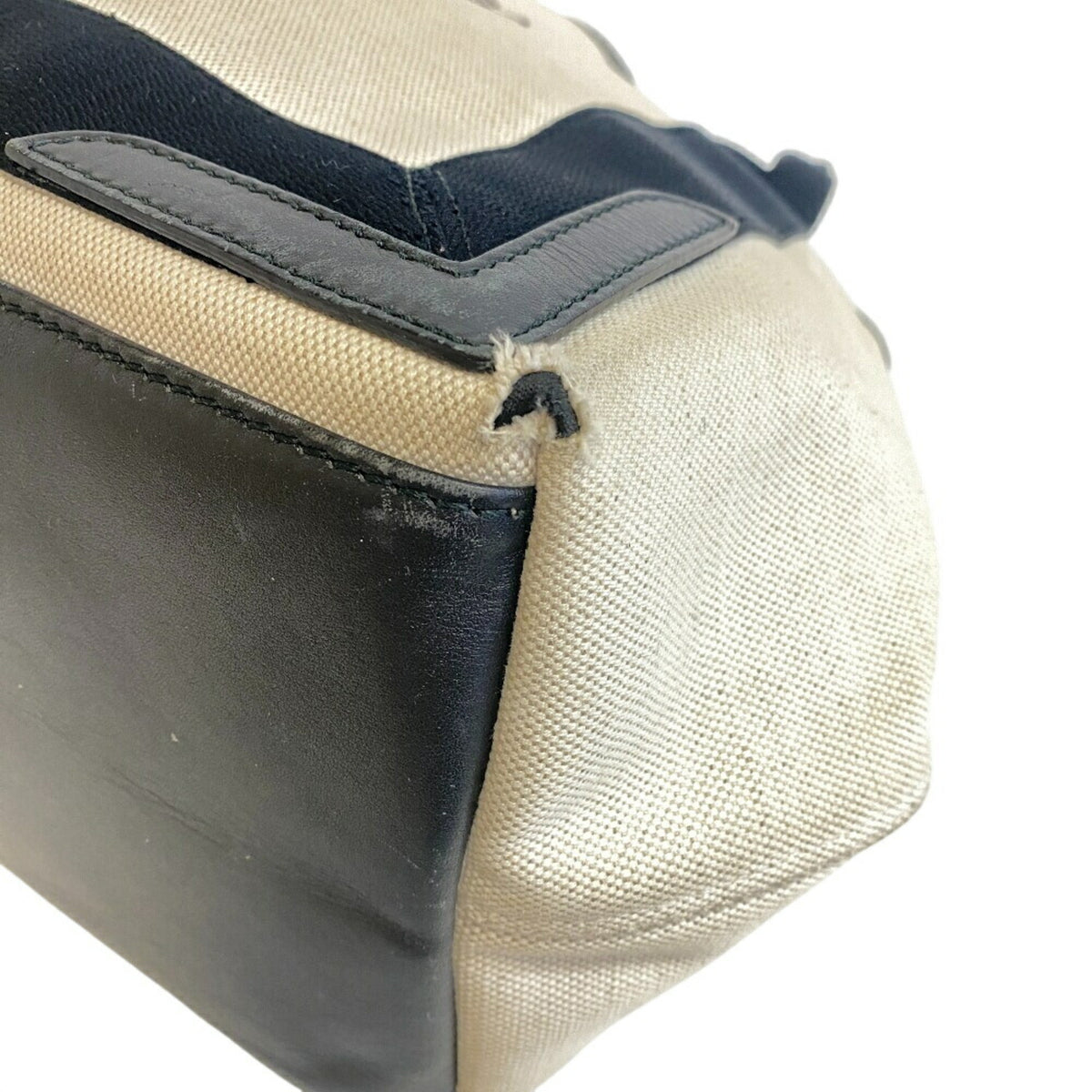 Balenciaga Black Ivory Canvas Leather Handbag (Pre-Owned)