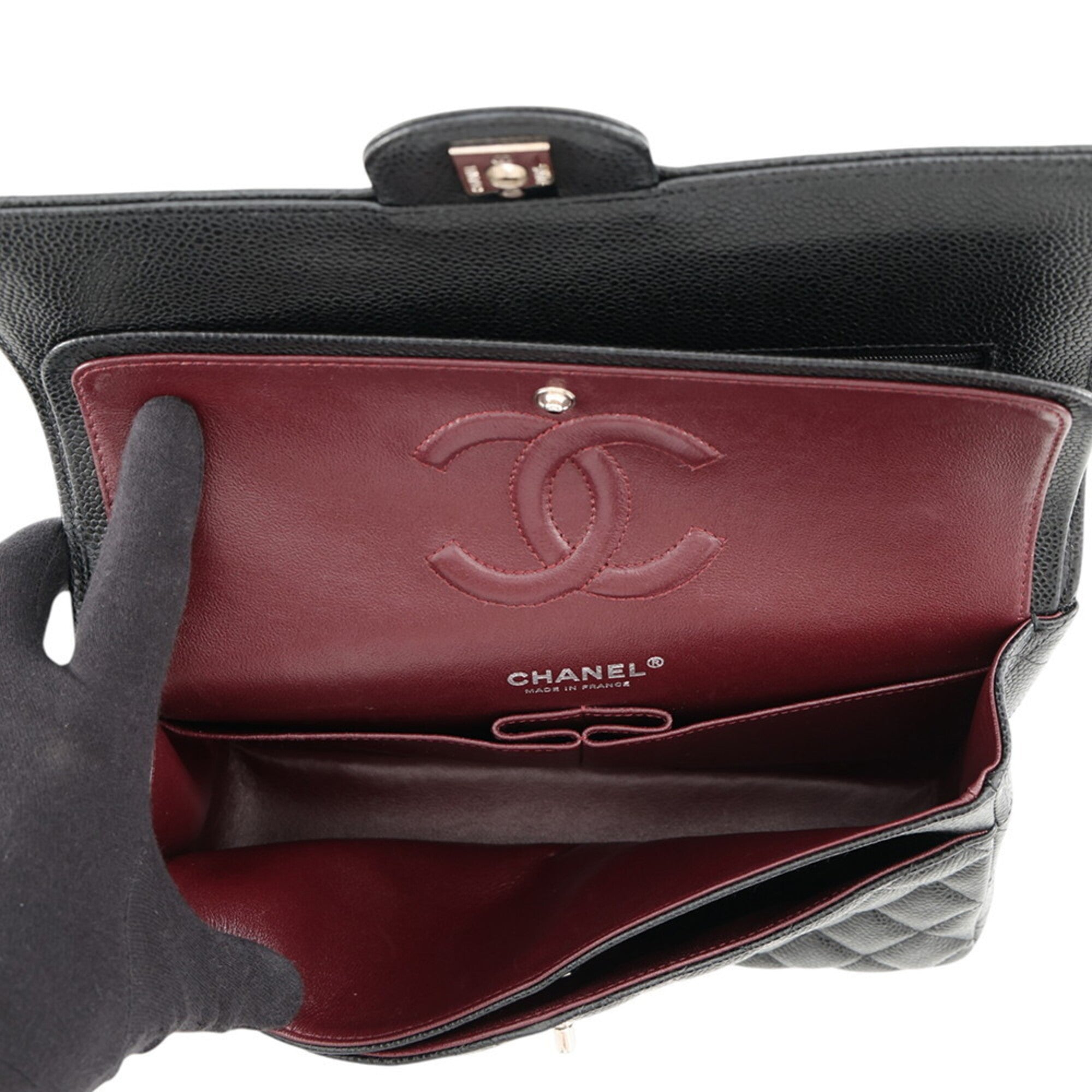 Chanel Black Grained Calfskin Handbag Shoulder Bag (Pre-Owned)