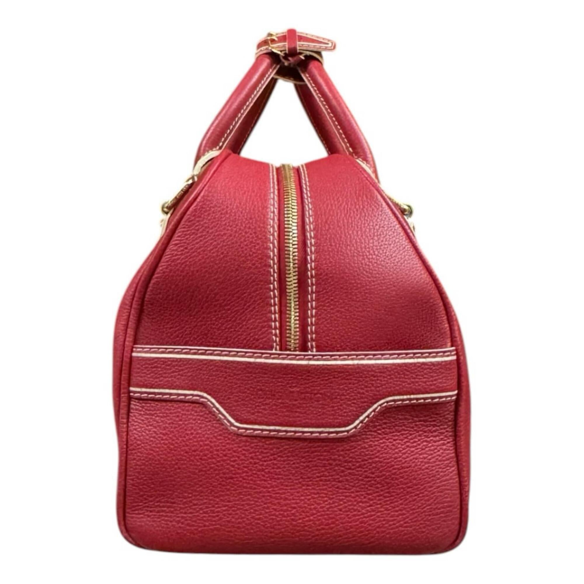 Louis Vuitton Red Color Leather Boston Bag (Pre-Owned)