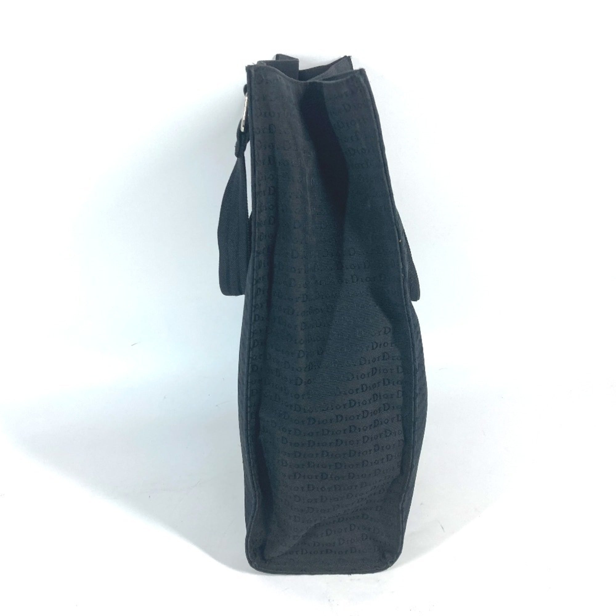 Christian Dior Black Leather Canvas Shoulder Bag Tote Bag (Pre-Owned)