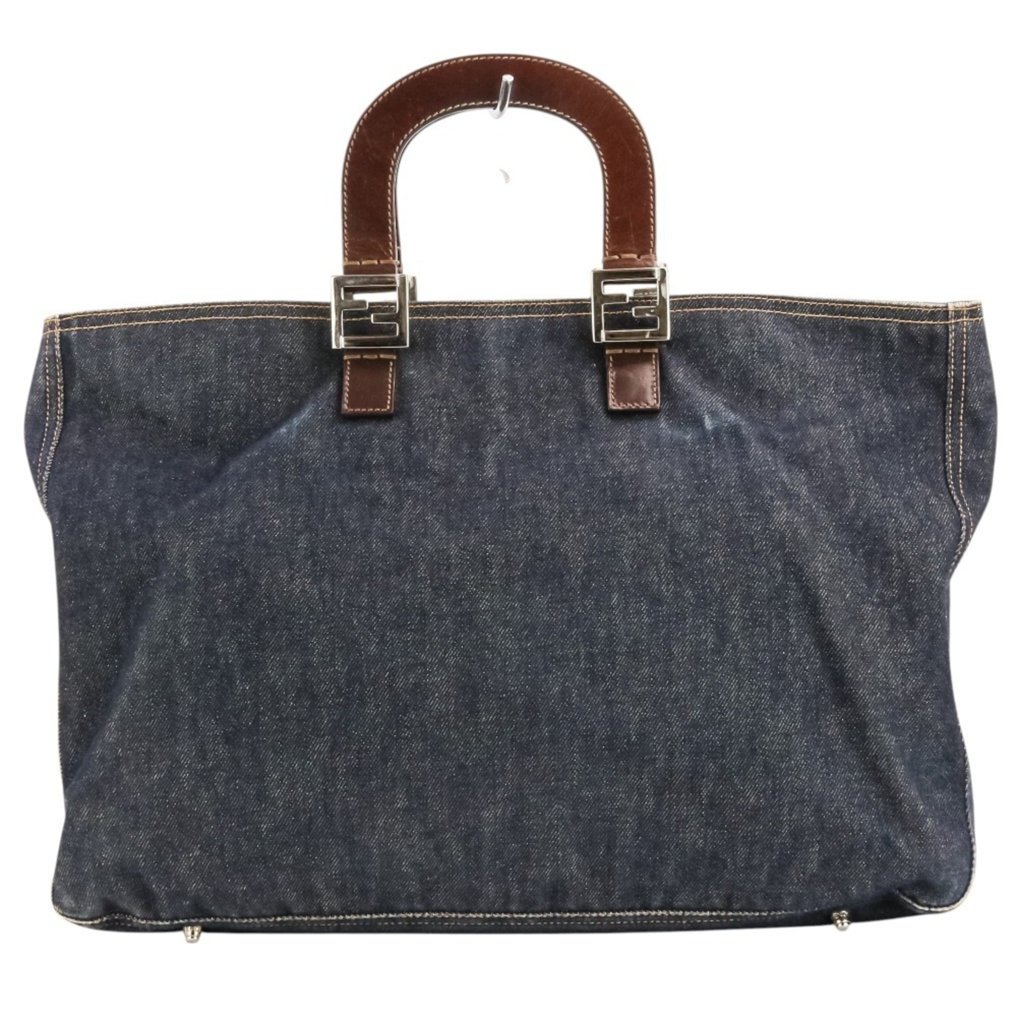 Fendi Navy Denim Leather Handbag (Pre-Owned)