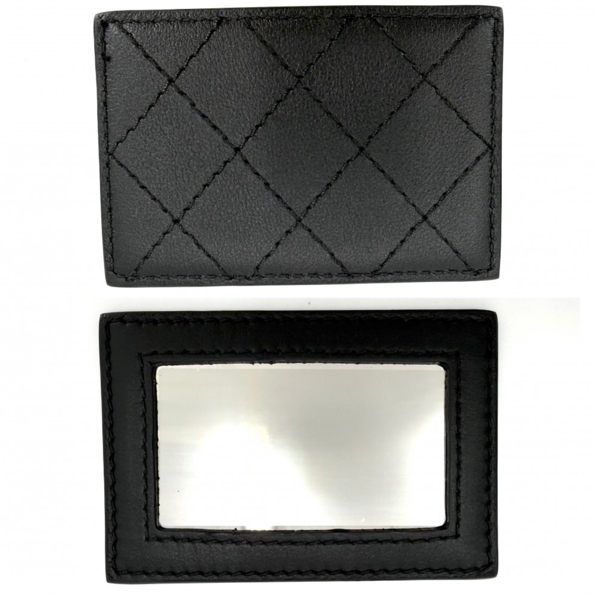Chanel Matelasse Black Leather Handbag Shoulder Bag Vanity Bag (Pre-Owned)