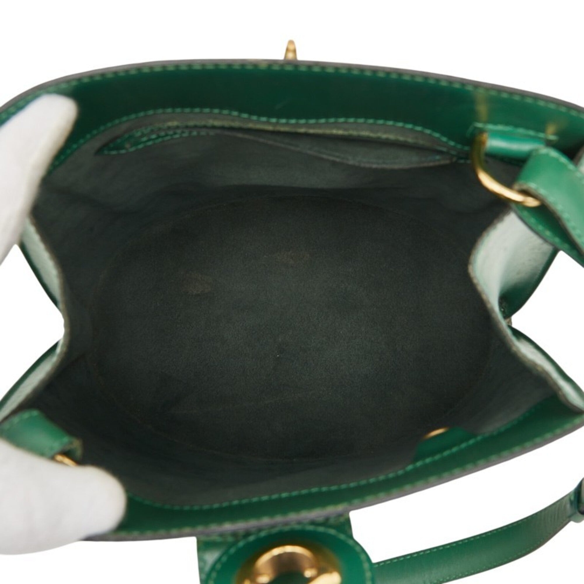 Louis Vuitton Borneo Green Leather Shoulder Bag (Pre-Owned)