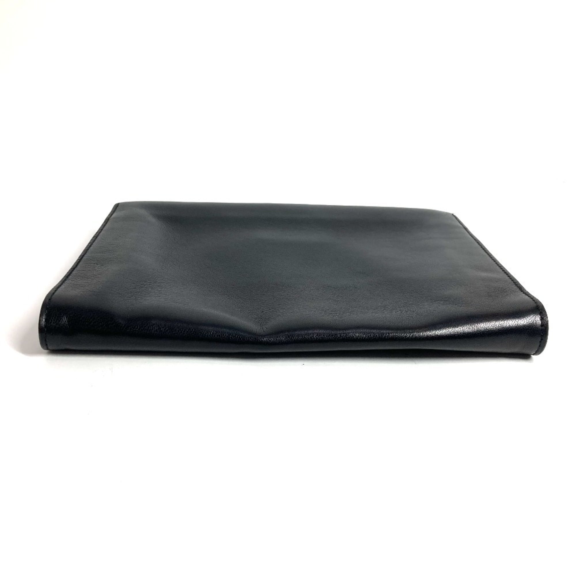 Salvatore Ferragamo Gancini Black Leather Clutch Bag (Pre-Owned)