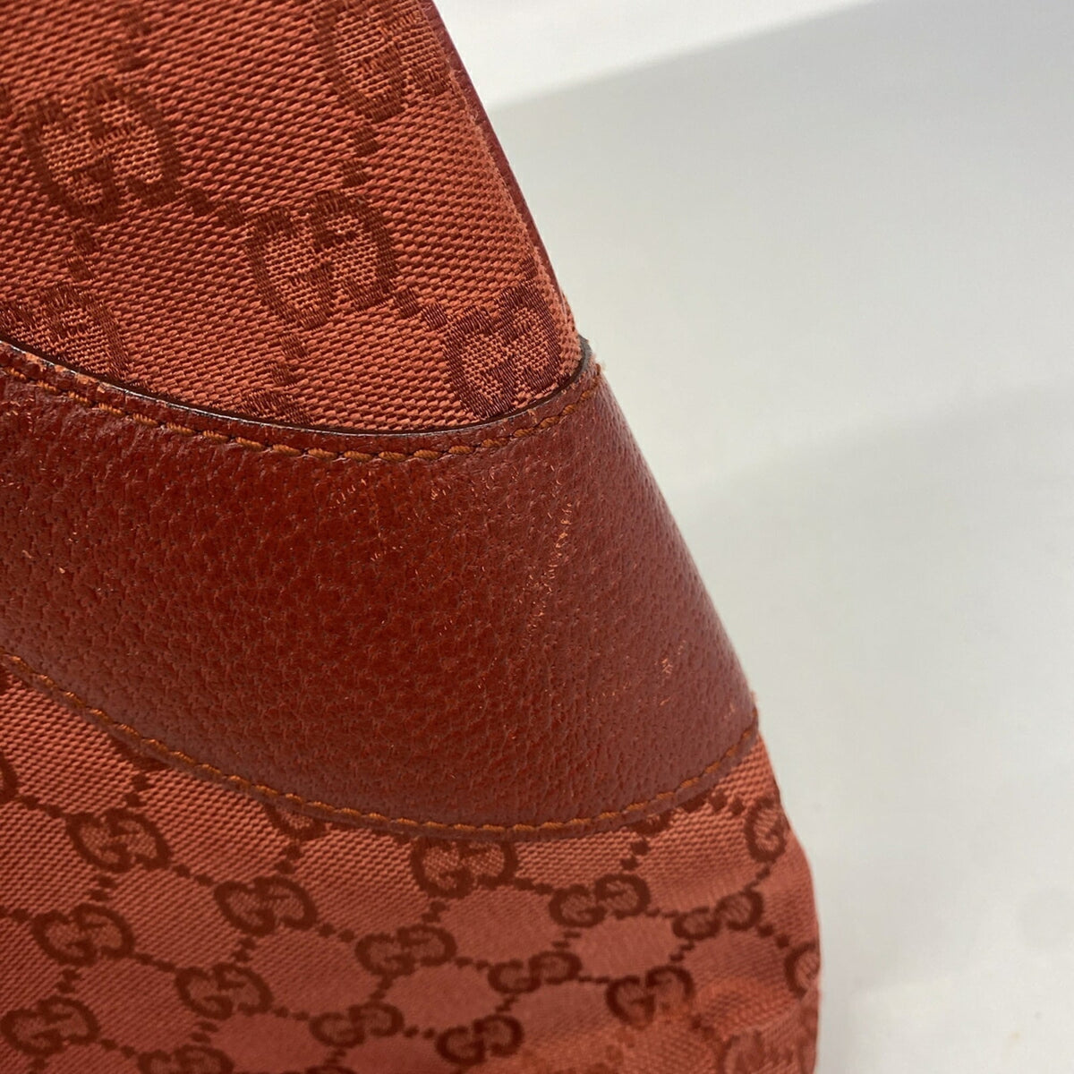 Gucci Red Color Canvas Tote Bag (Pre-Owned)