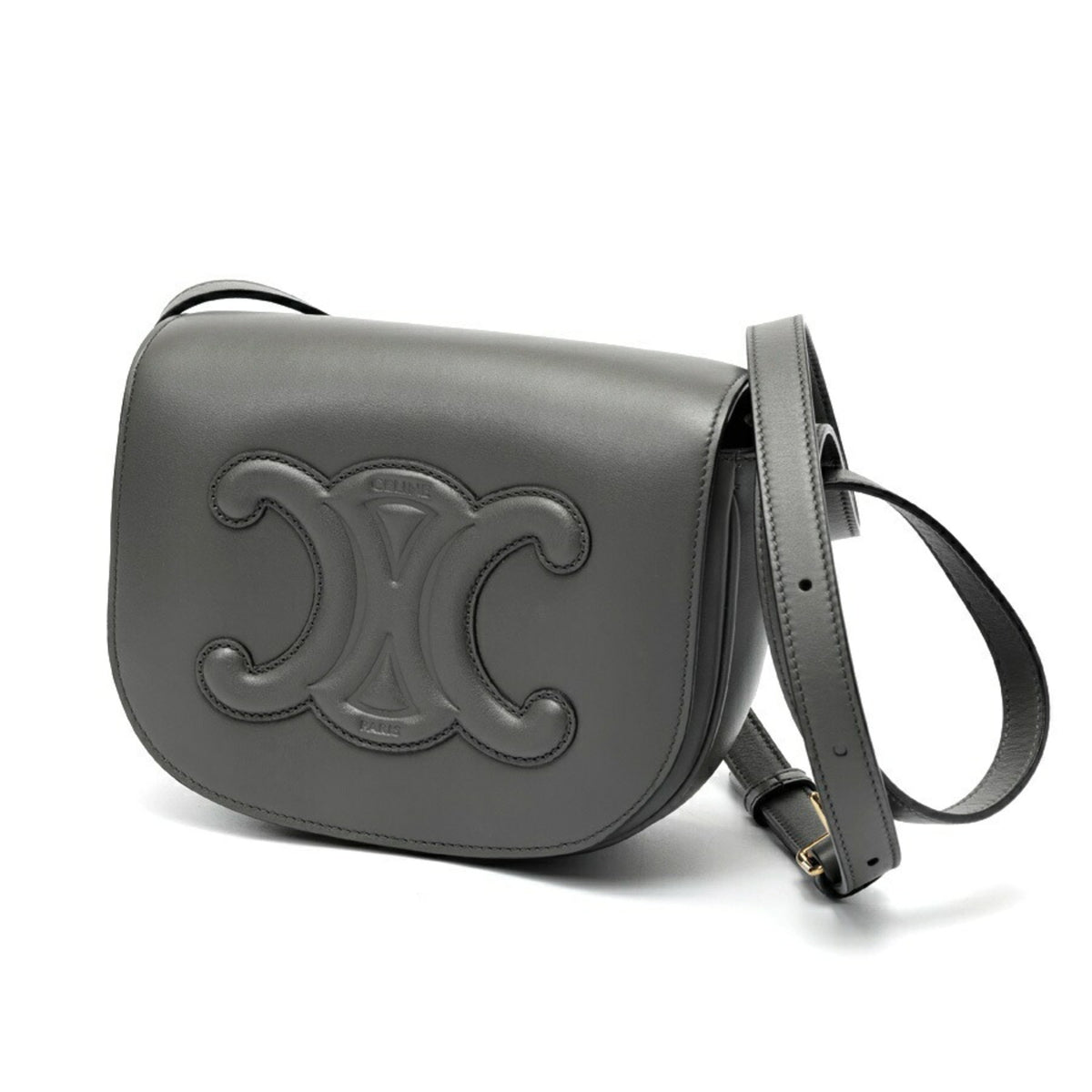 Celine Gray Leather Shoulder Bag (Pre-Owned)