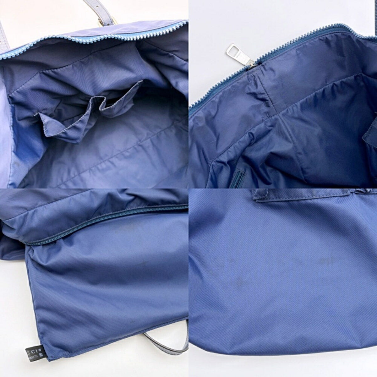 Gucci Navy Nylon Leather Tote Bag (Pre-Owned)