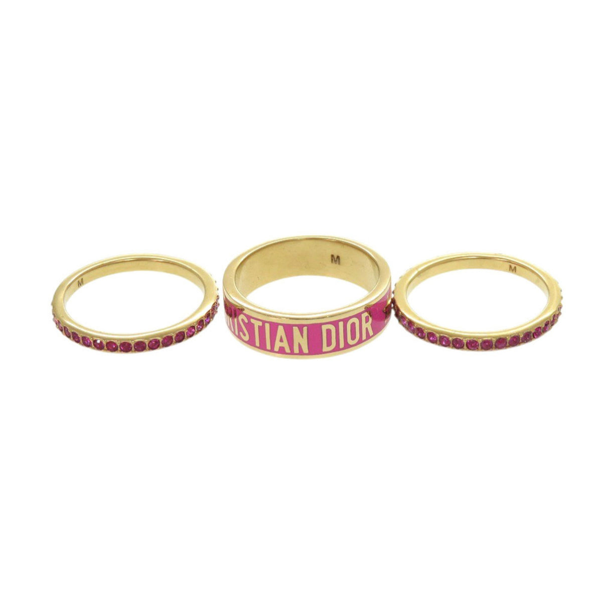 Christian Dior Gold Pink Metal Band Ring (Pre-Owned)