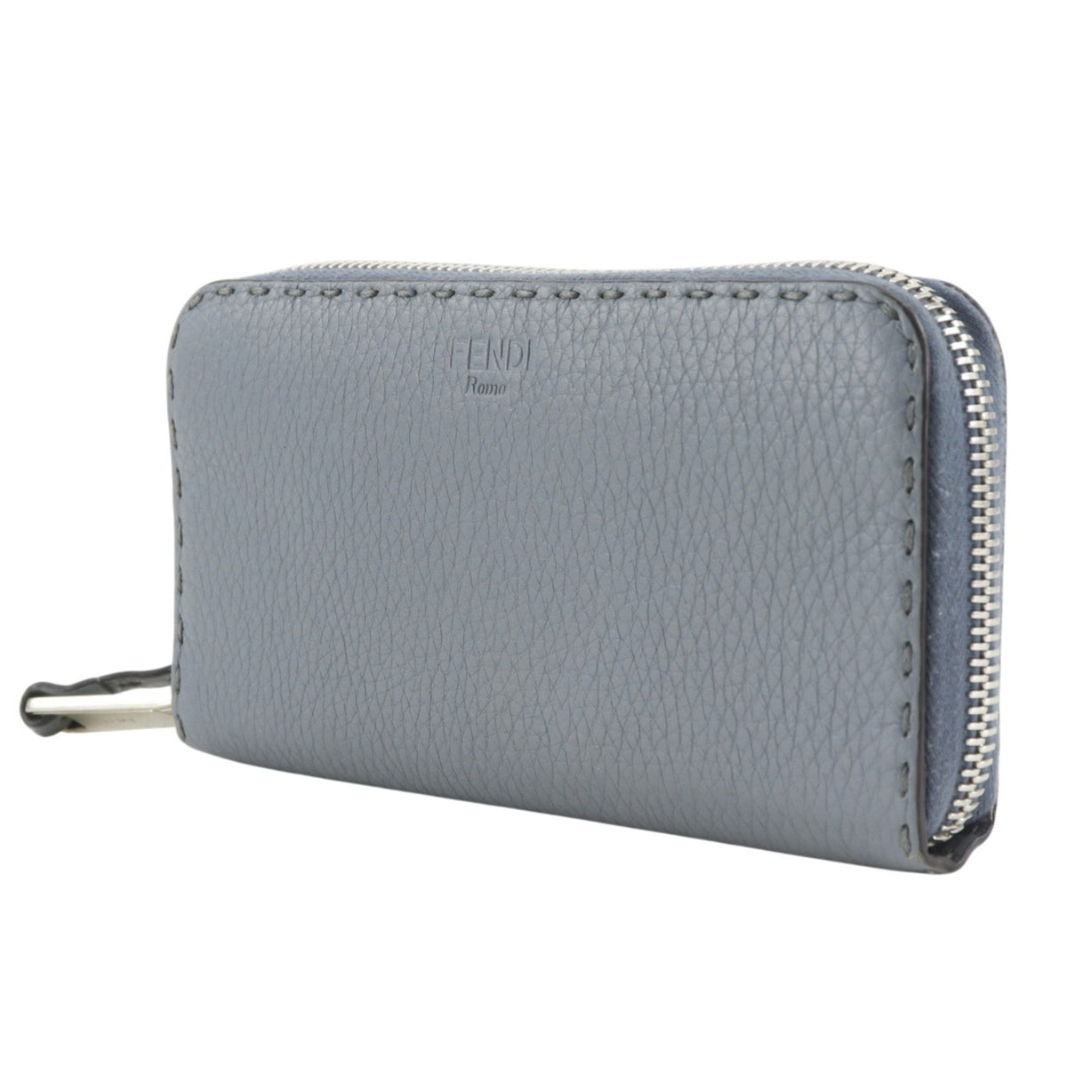 Fendi Selleria Light Blue Leather Long Wallet (Bi-Fold) (Pre-Owned)
