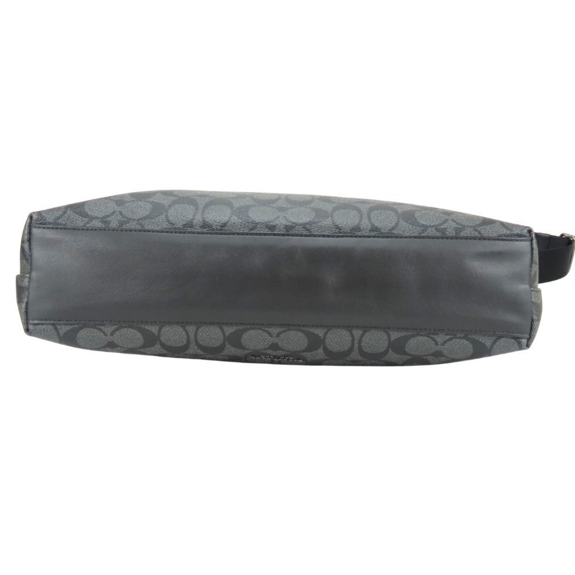 Coach Black Dark Gray Pvc Coated Canvas Leather Shoulder Bag (Pre-Owned)