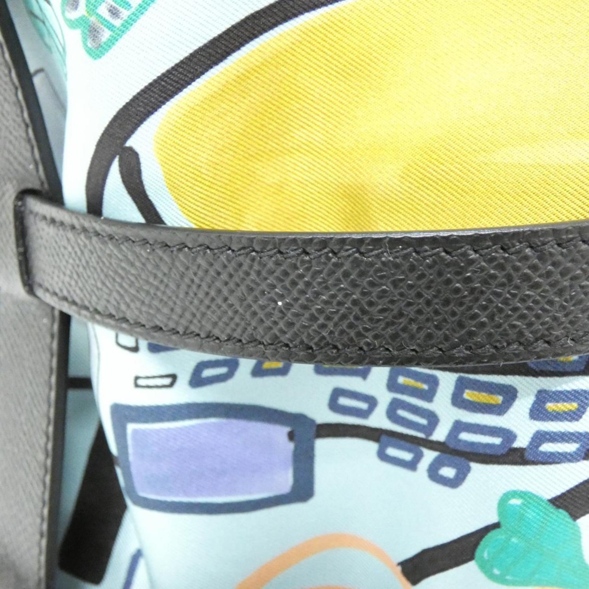 Hermes Black Blue Atoll Multi-Color Epsom Leather Silk Shoulder Bag (Pre-Owned)