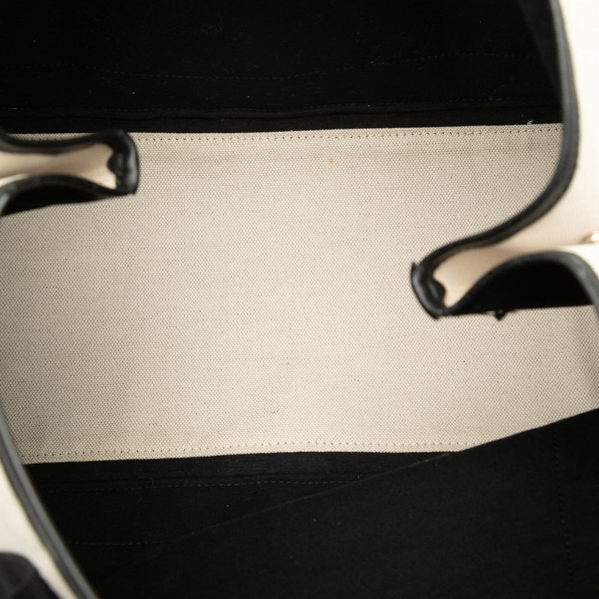 Balenciaga Black Ivory Canvas Leather Handbag Tote Bag (Pre-Owned)