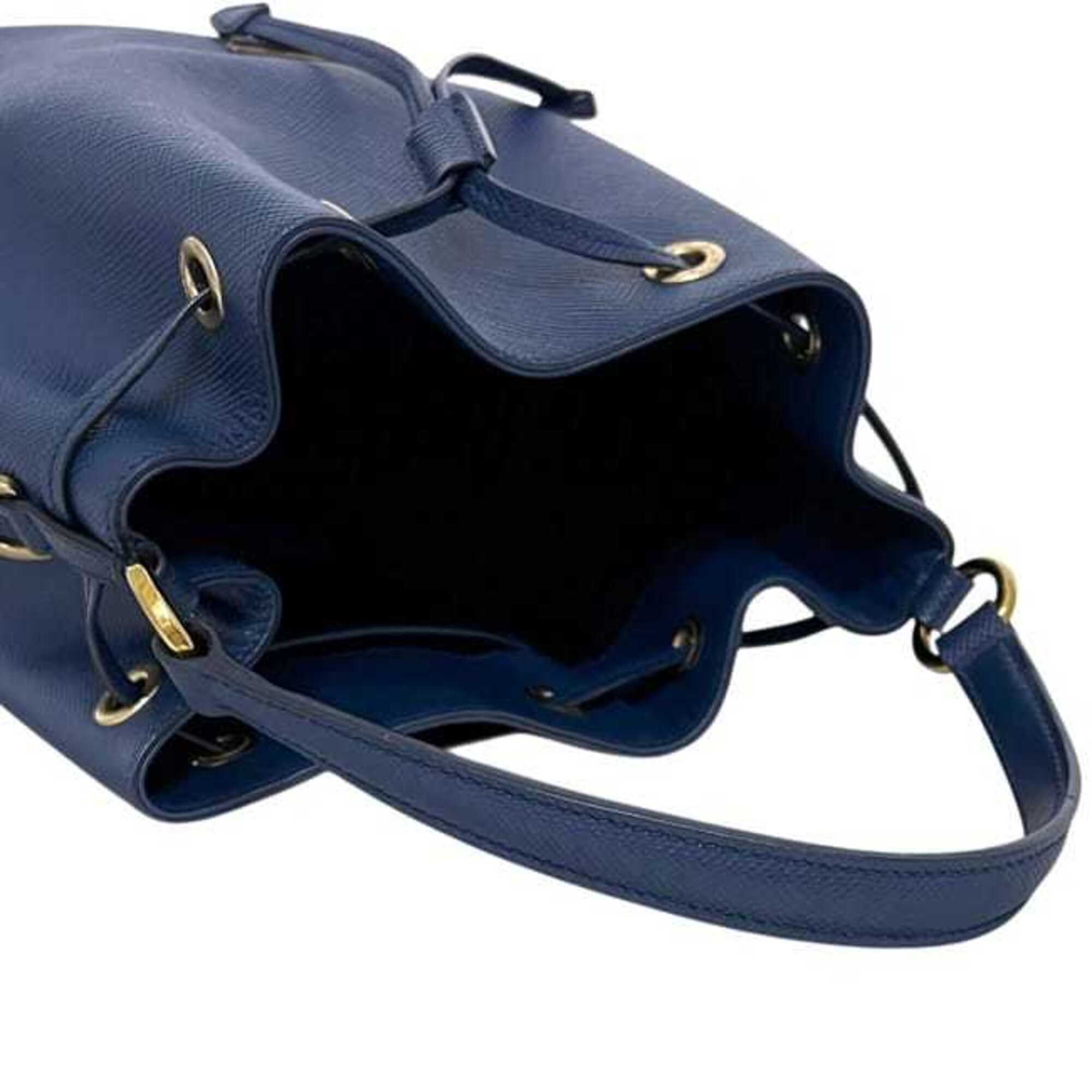 Prada Azzurro Blue Leather Shoulder Bag (Pre-Owned)