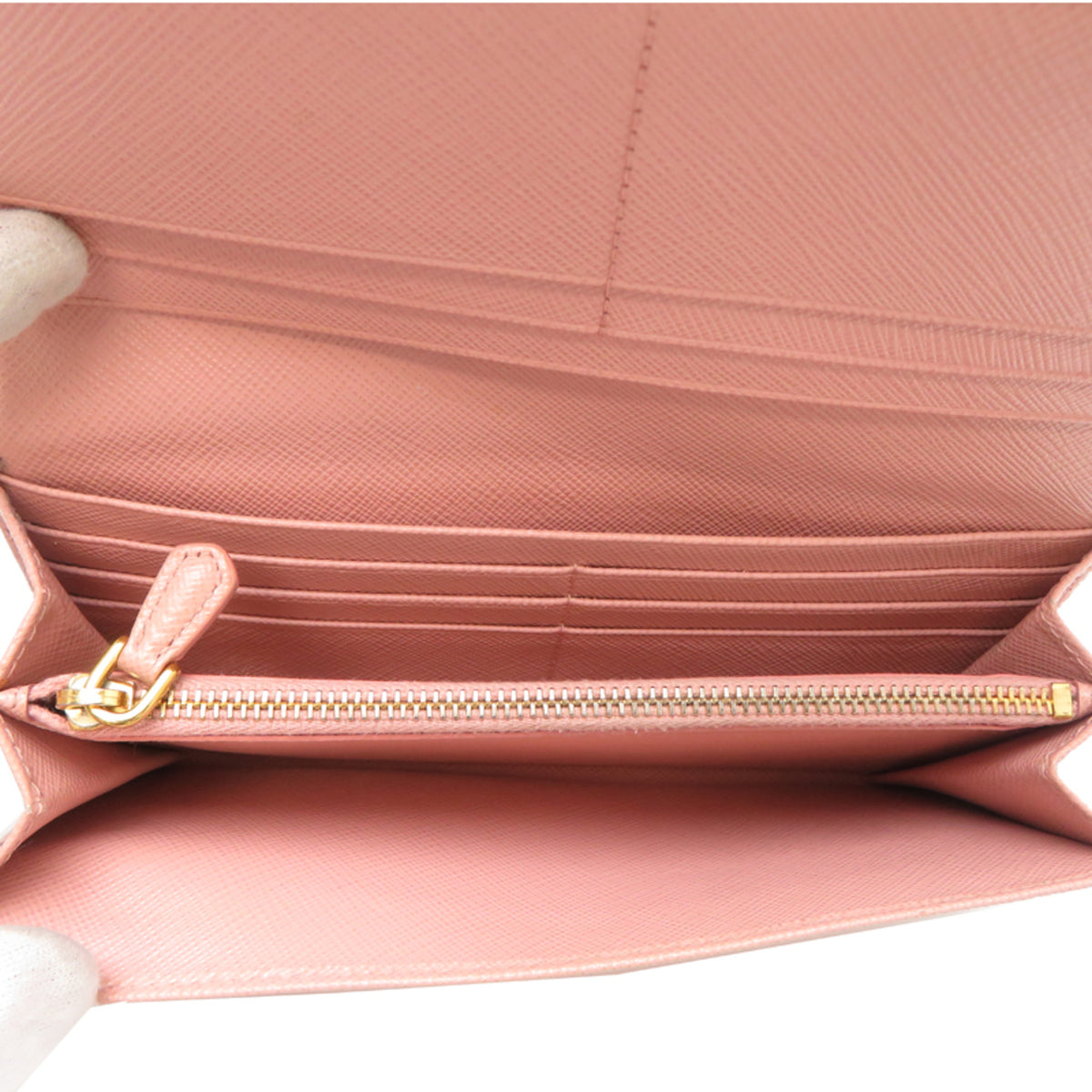 Prada Pink Leather Long Wallet (Bi-Fold) (Pre-Owned)