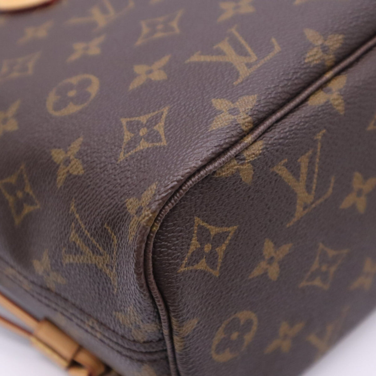 Louis Vuitton Monogram Beige Brown Coated Canvas Leather Handbag (Pre-Owned)