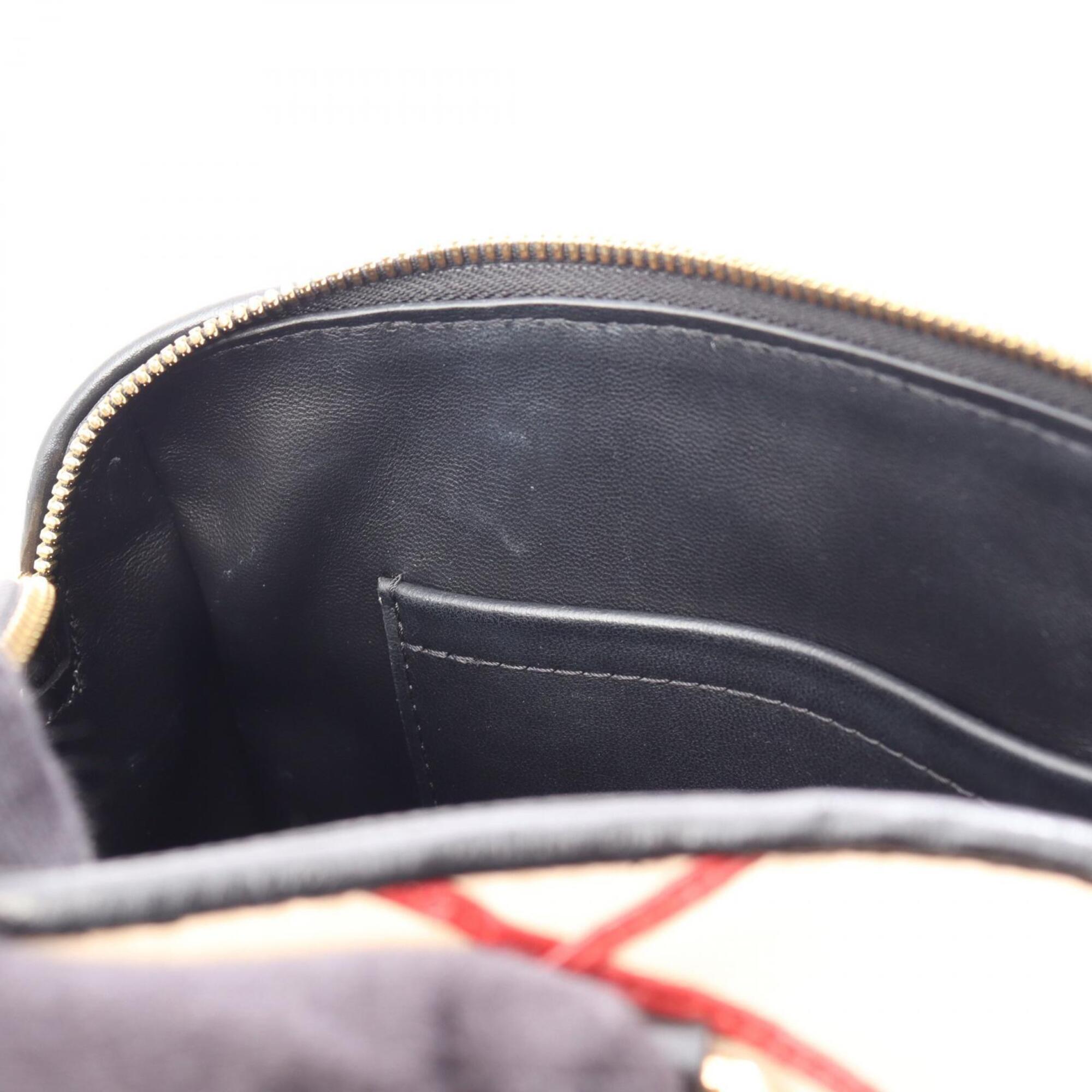 Louis Vuitton Beige Black Red Color Leather Handbag (Pre-Owned)