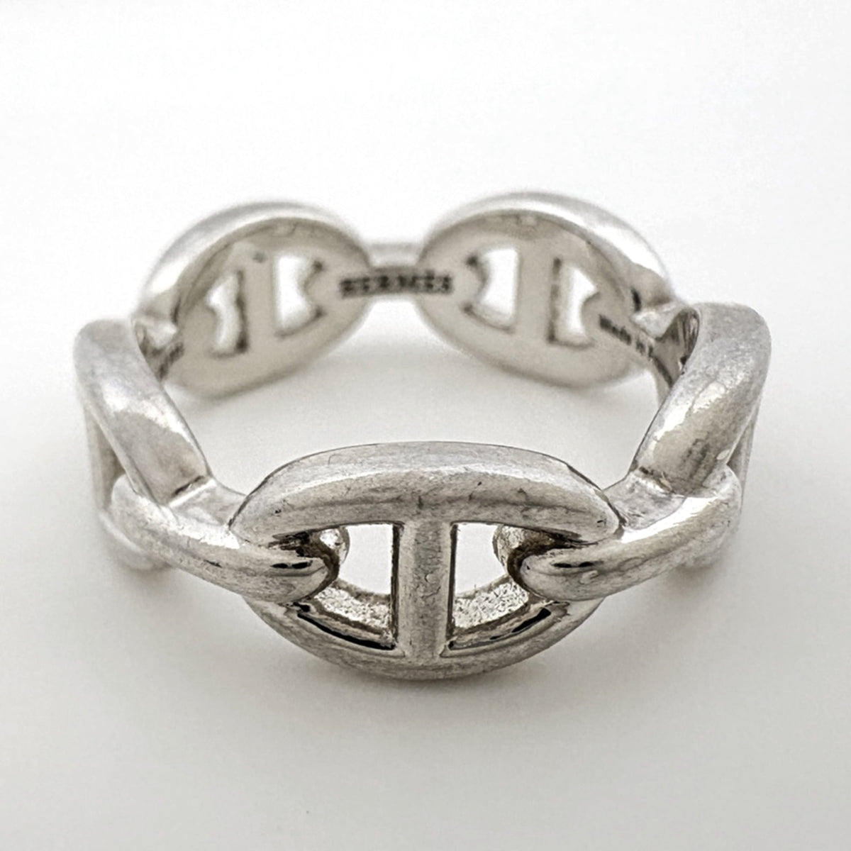 Hermes Silver Silver 925 Band Ring (Pre-Owned)
