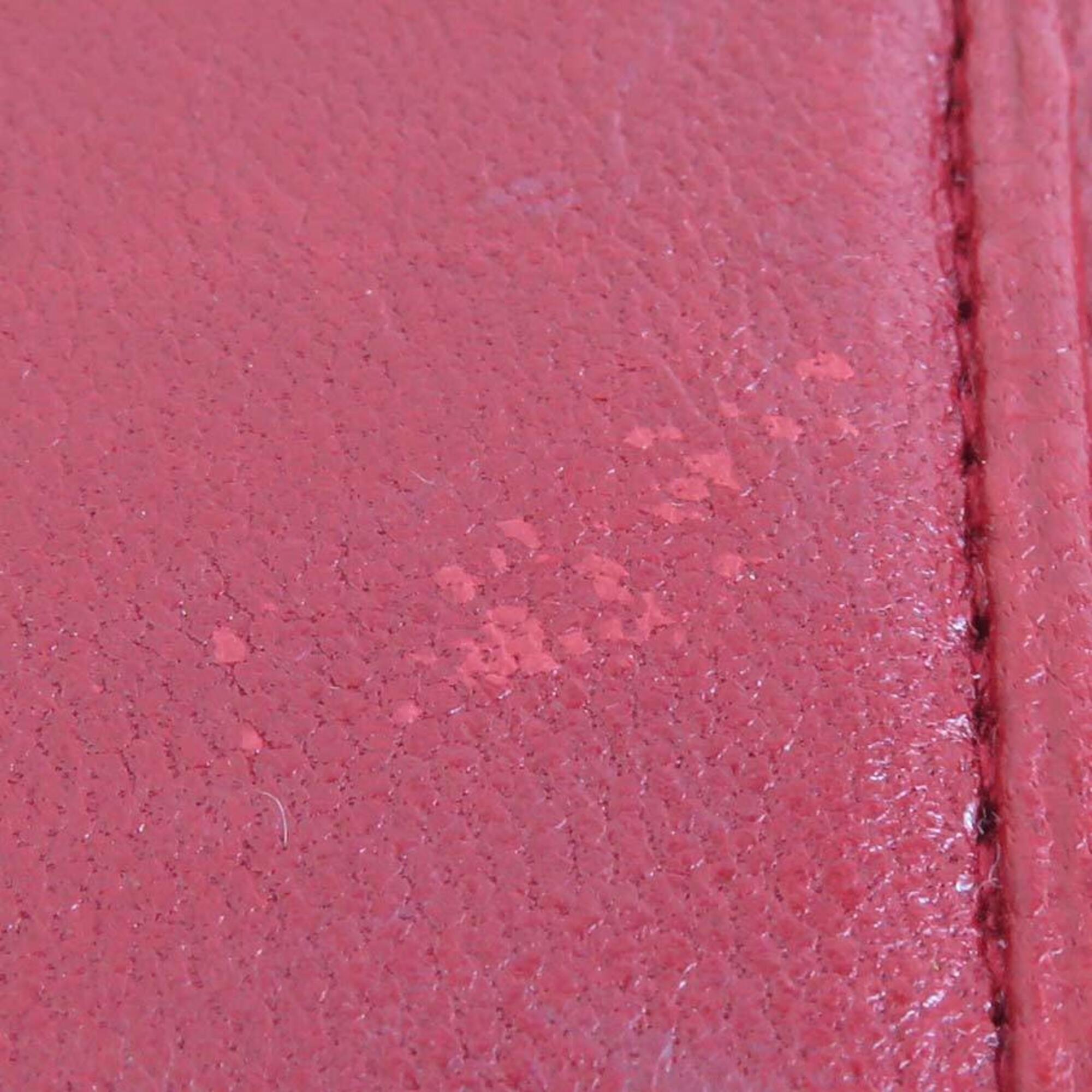 Chanel Red Color Leather Wallet (Bi-Fold) (Pre-Owned)