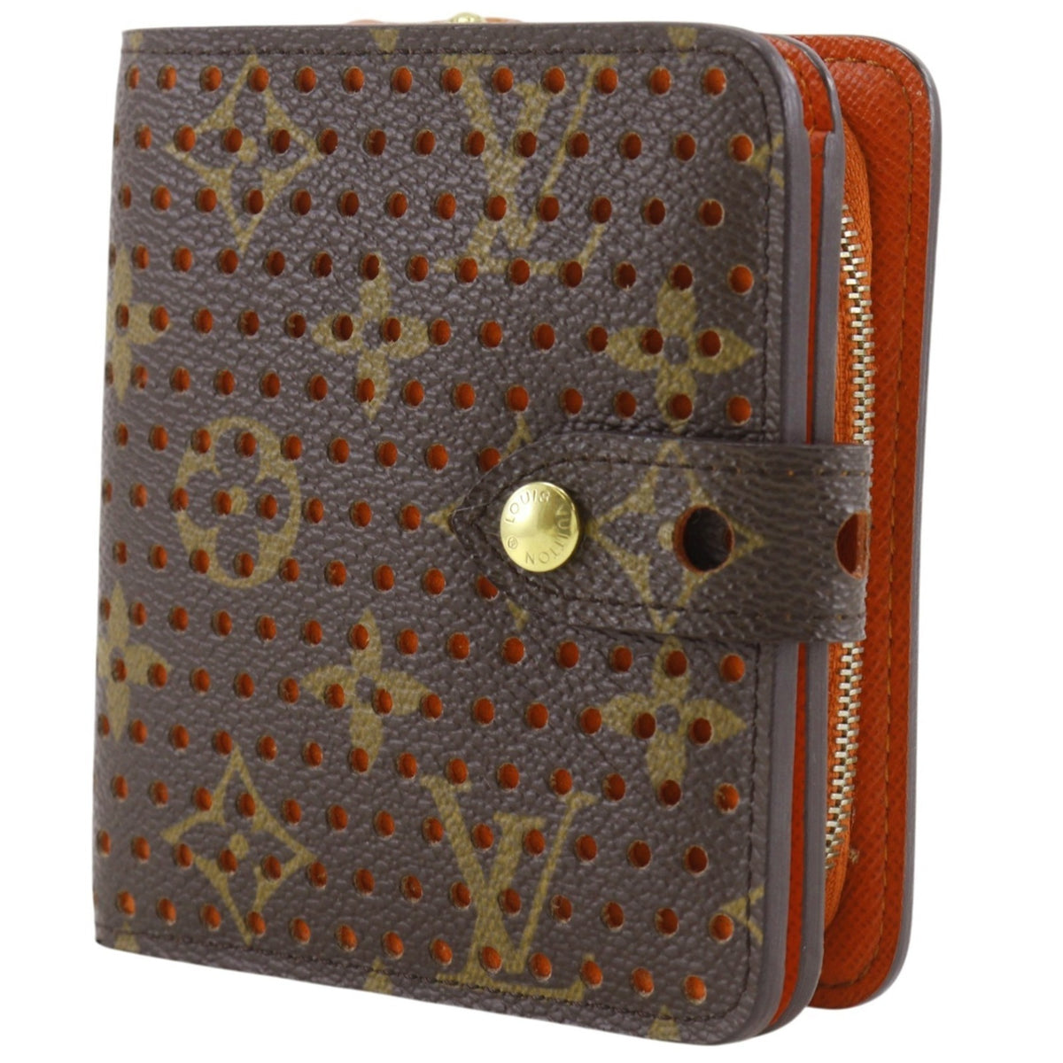 Louis Vuitton Brown Monogram Orange Canvas Monogram Perforated Wallet (Bi-Fold) (Pre-Owned)