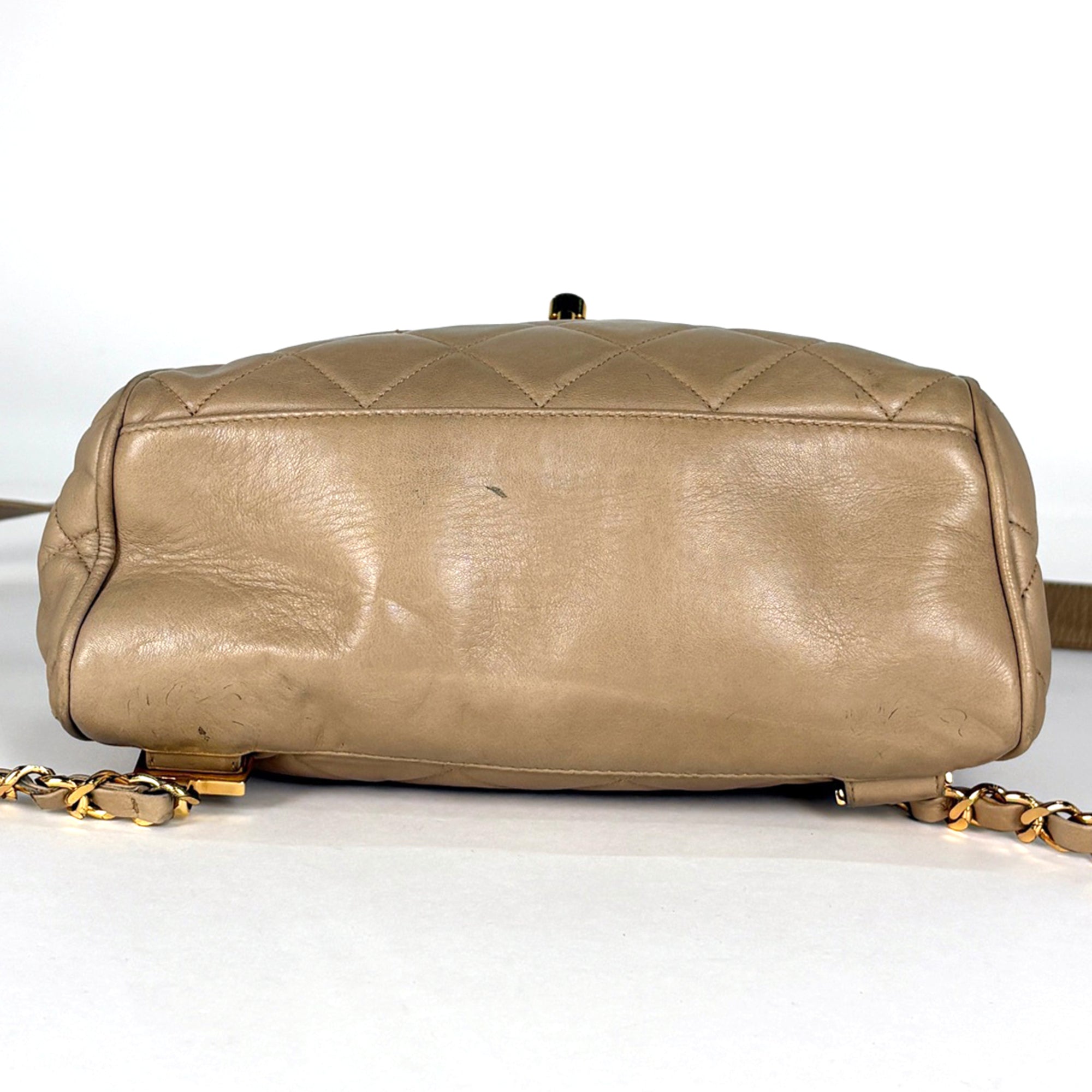 Chanel Matelasse Beige Leather Backpack (Pre-Owned)
